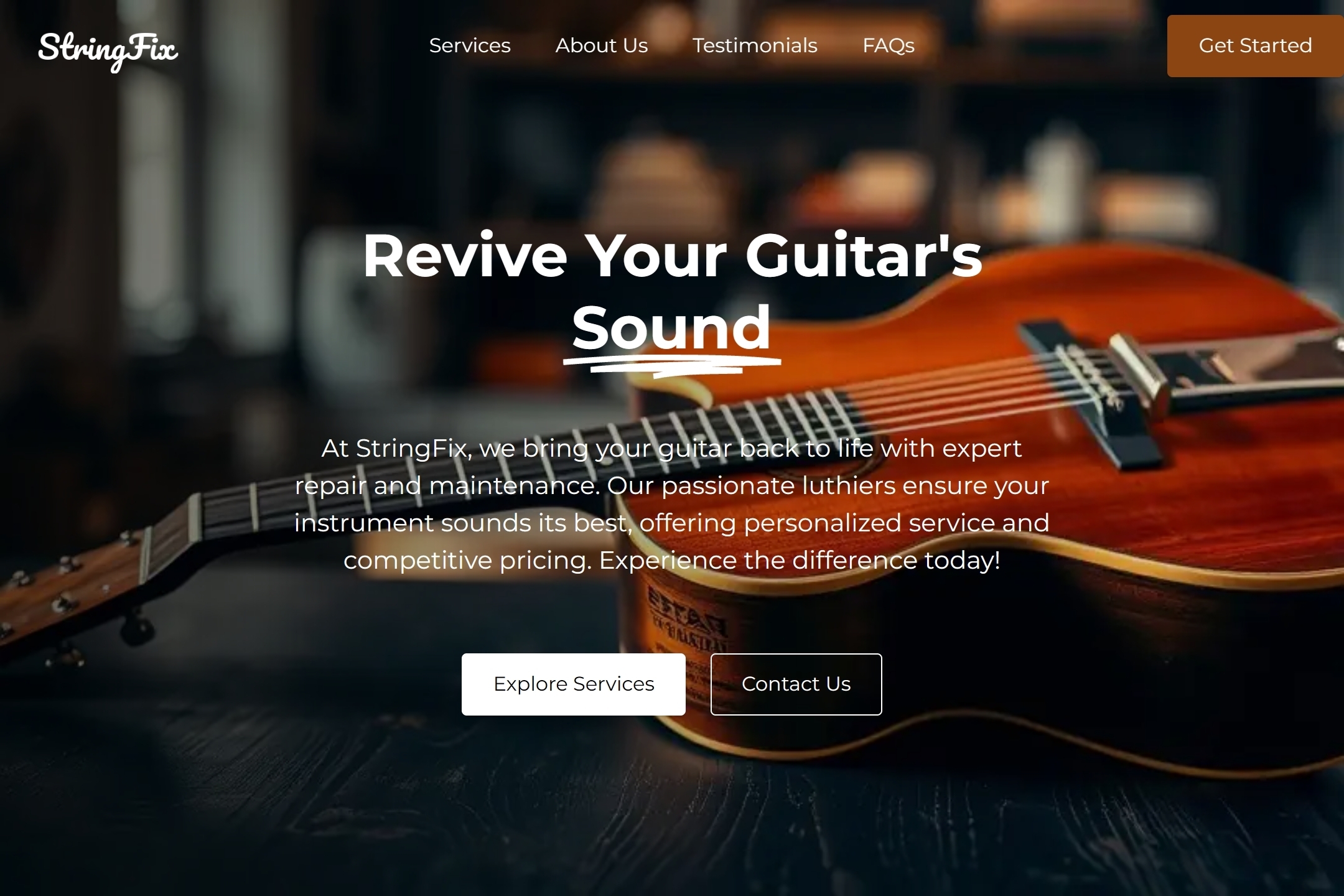 Guitar repair service website template