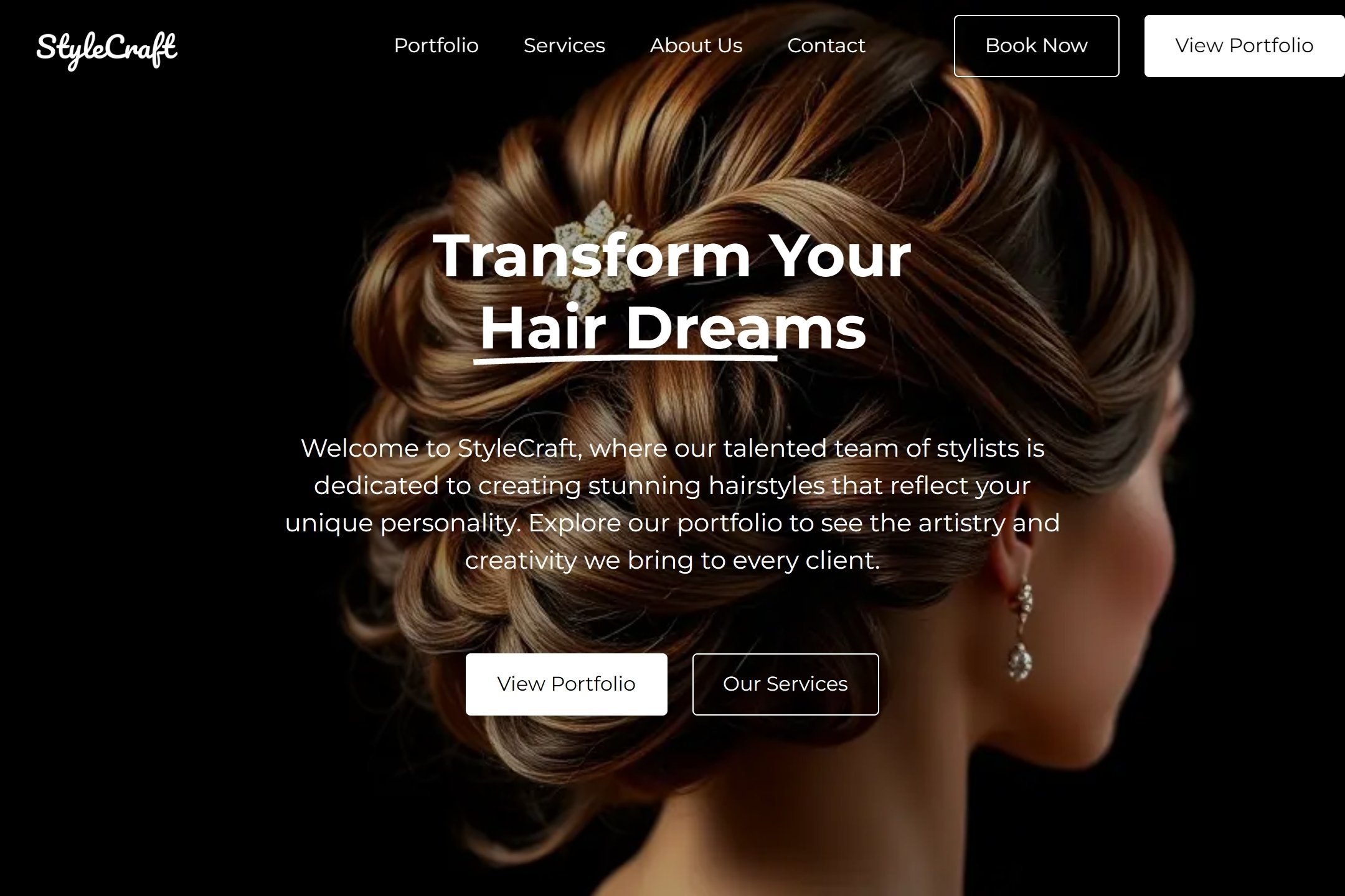 Hair stylist portfolio website template