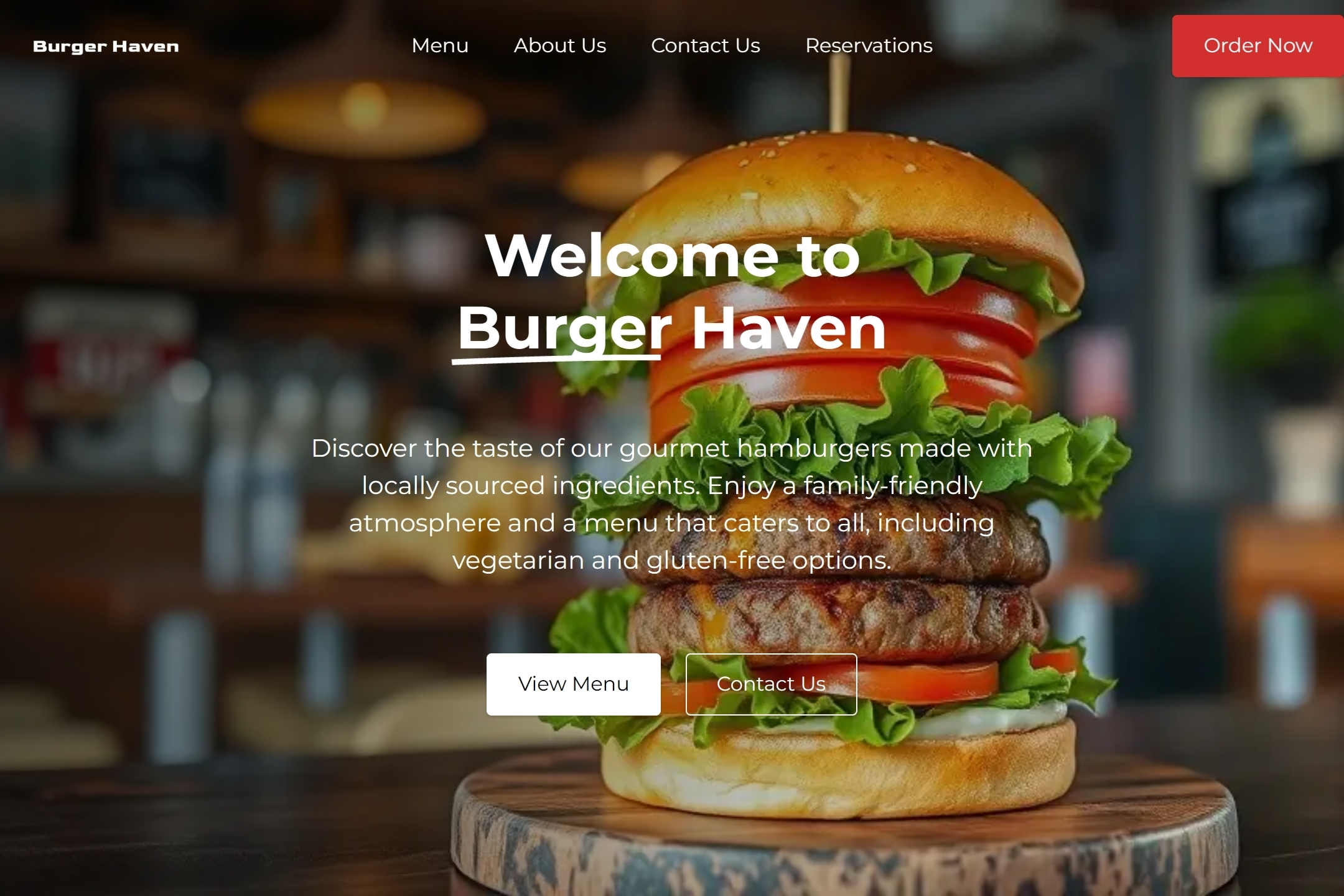 Hamburger restaurant website template