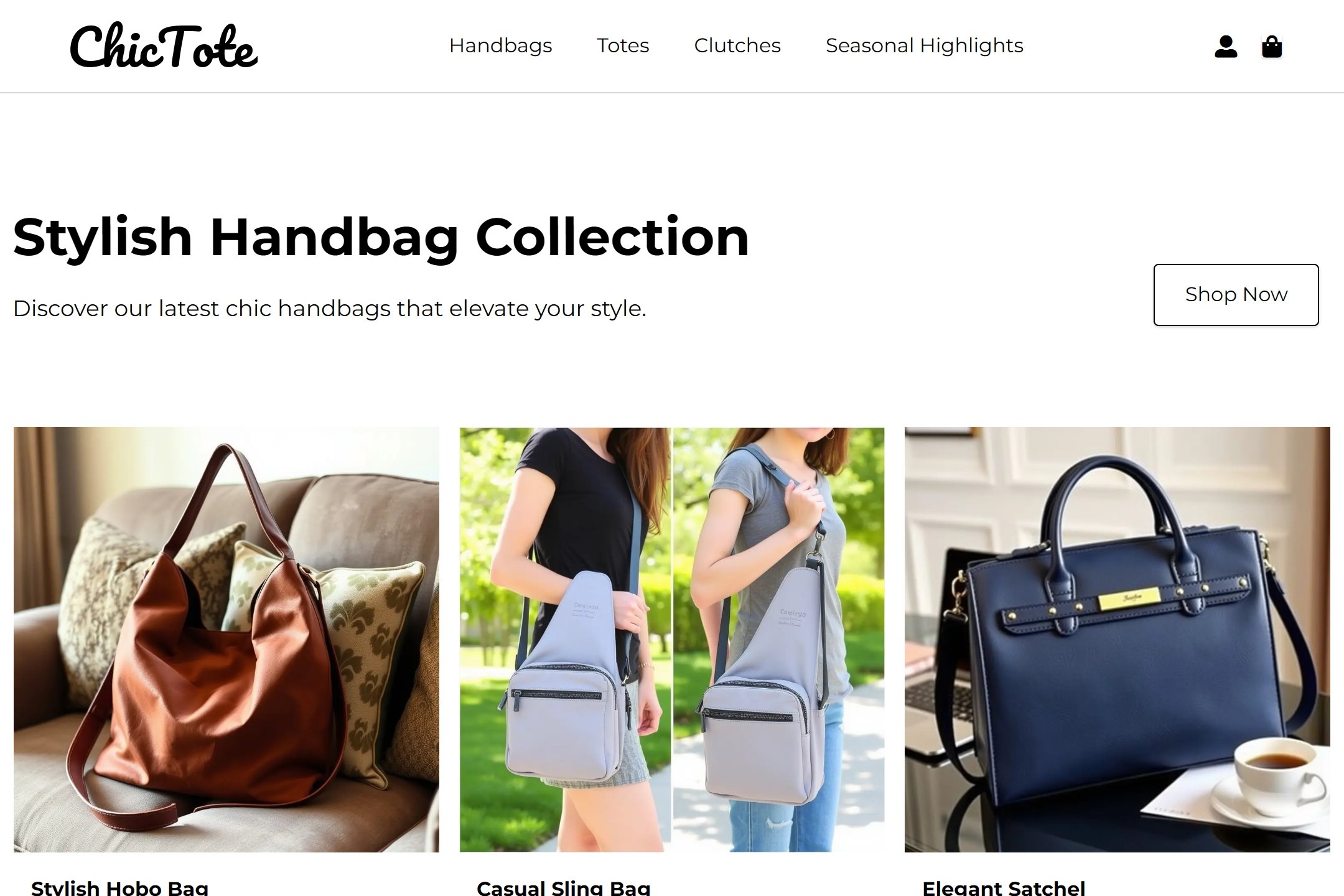 Handbags store website template