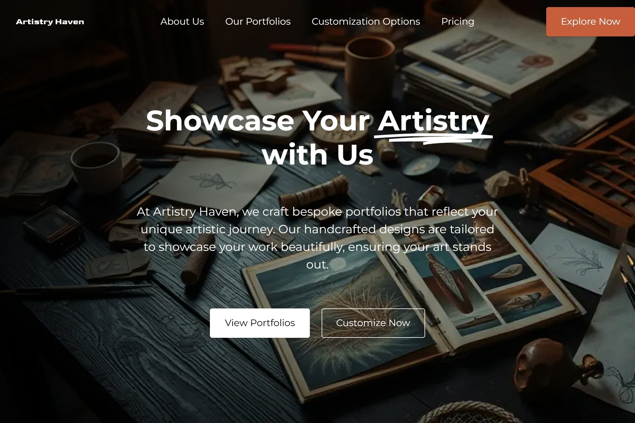 Handcrafted art portfolio website template