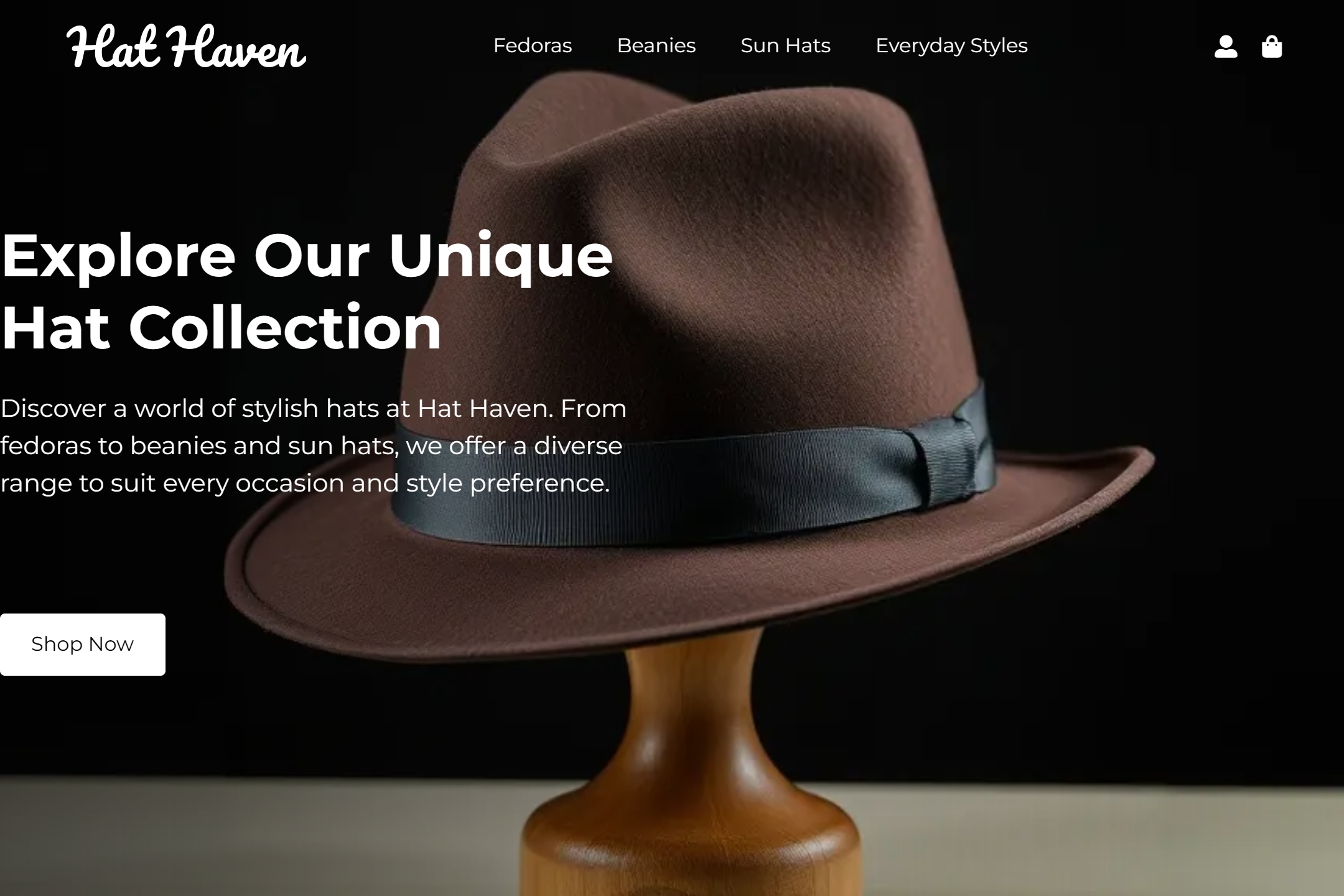 Hat shop website template