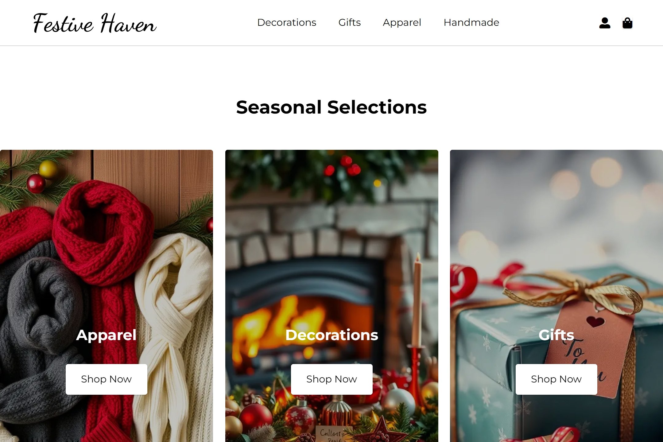 Holiday store website template