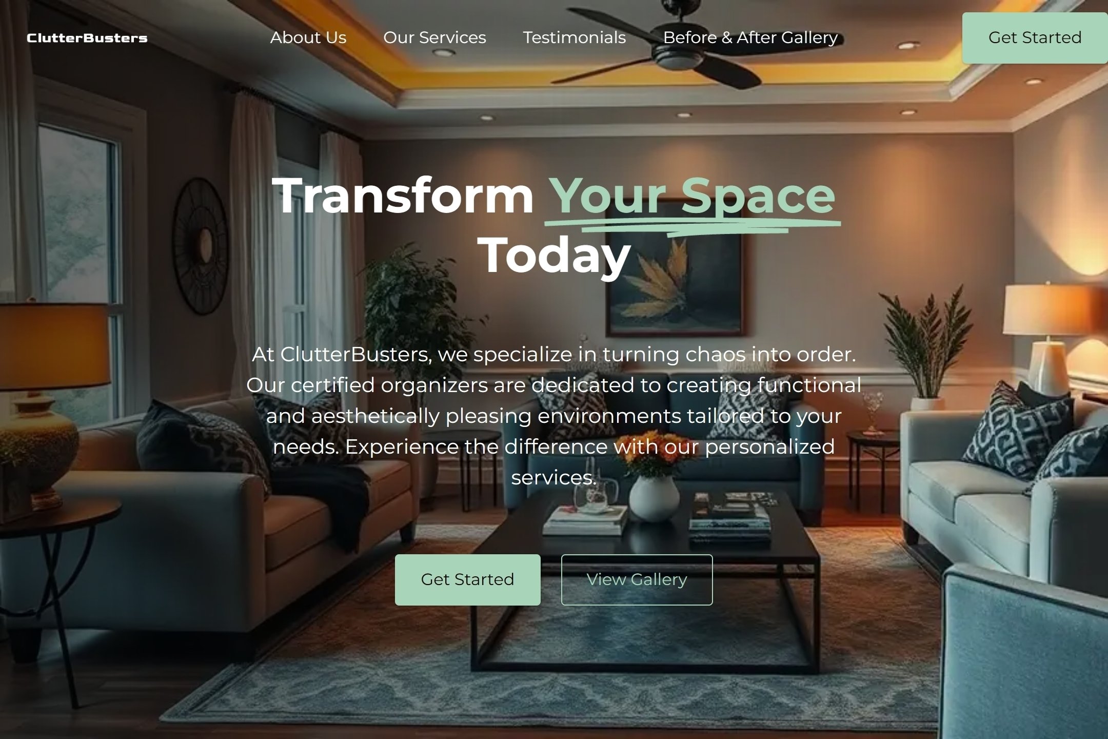 Home organizer website template