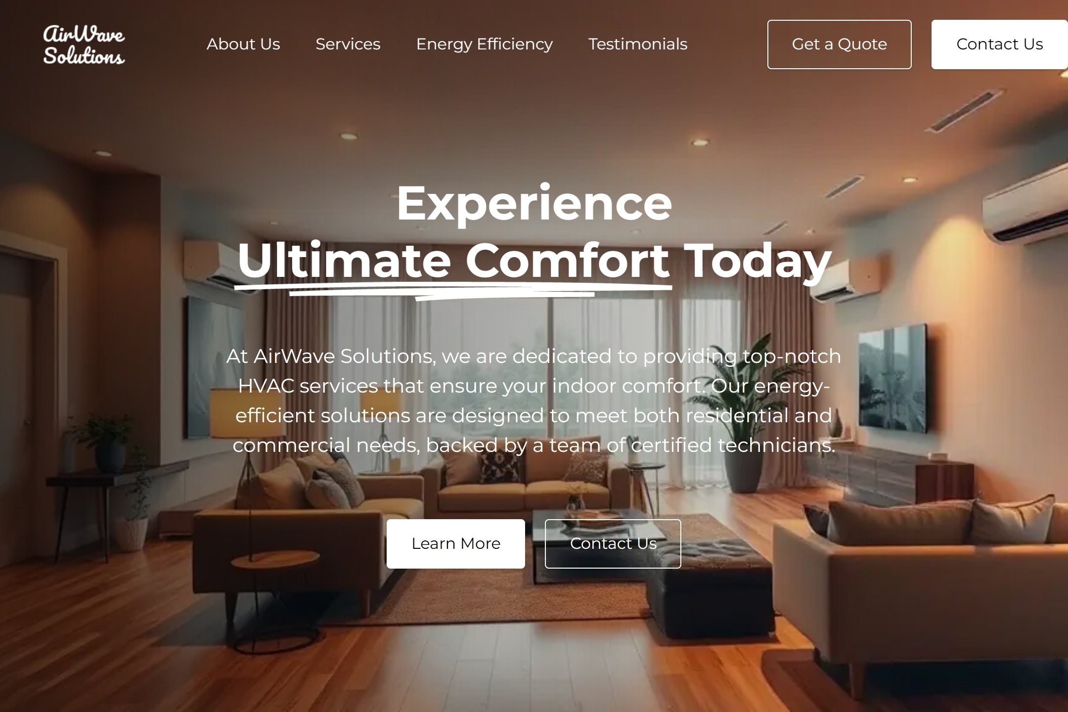 HVAC contracting firm website template