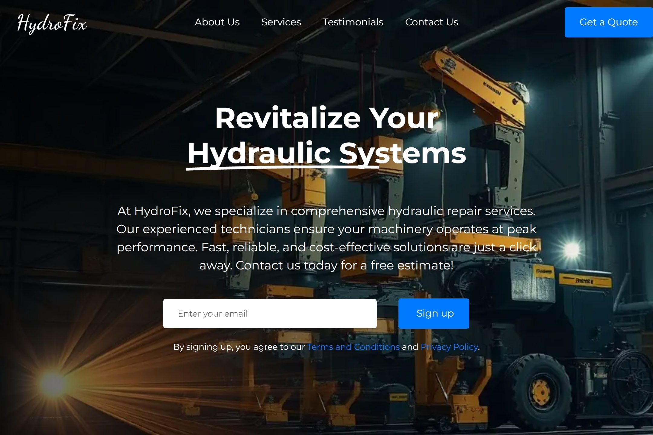Hydraulic repair service website template