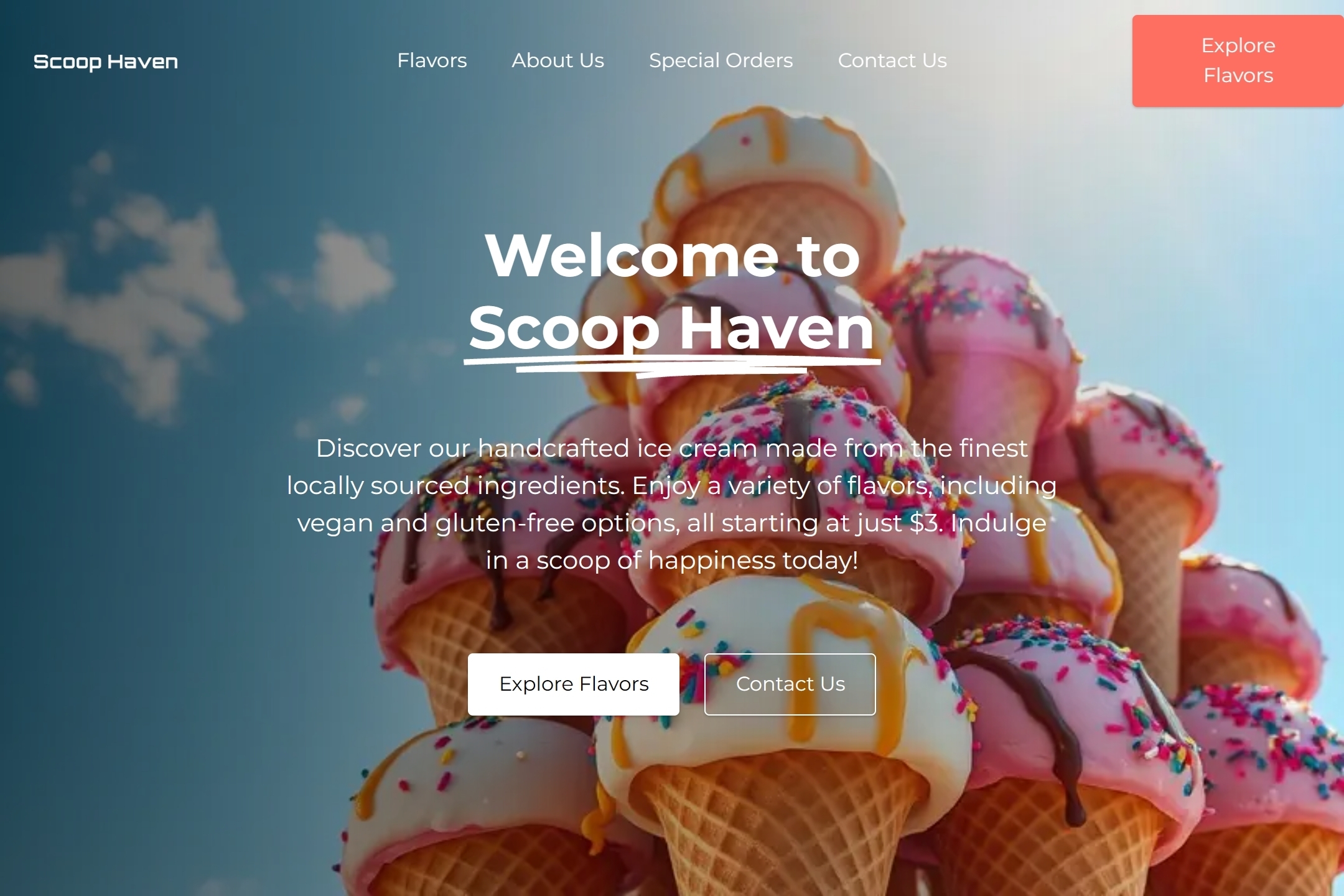 Ice cream shop website template
