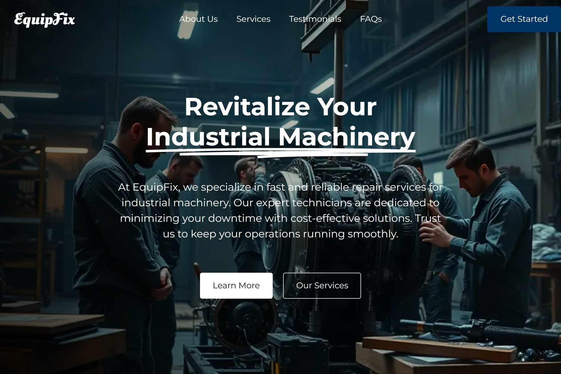 Industrial equipment repair shop website template