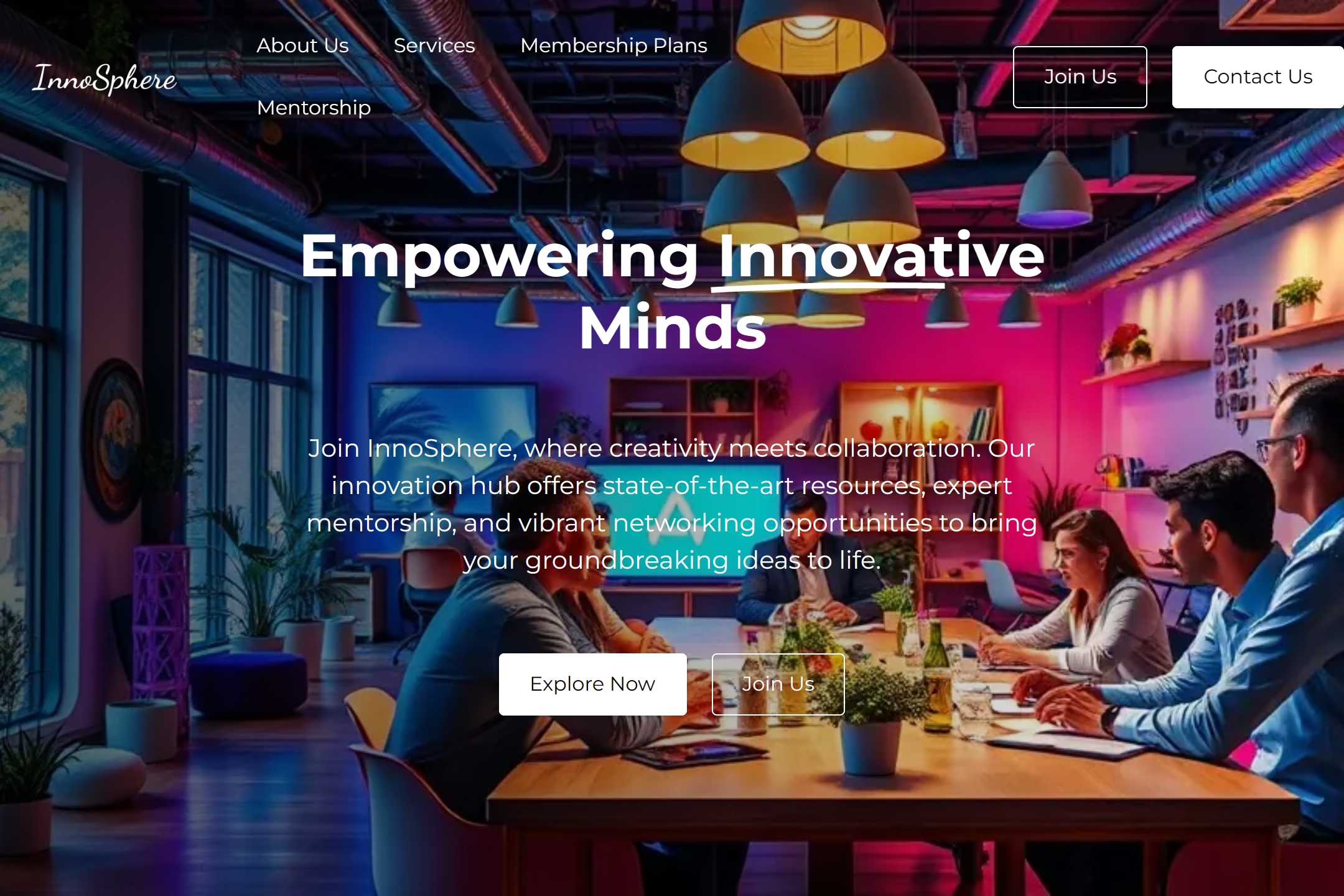 Innovation hub website template