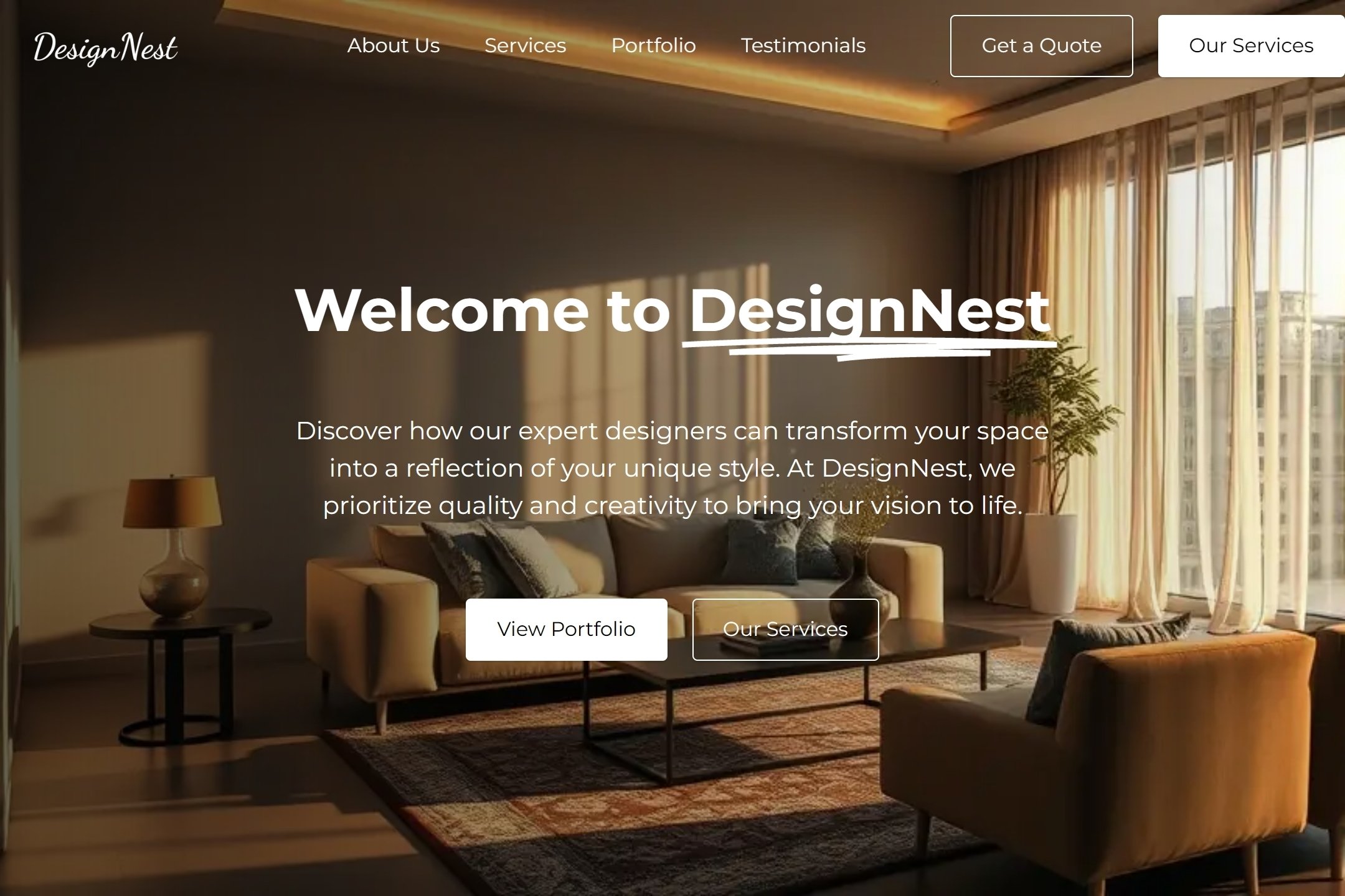 Interior design studio website template
