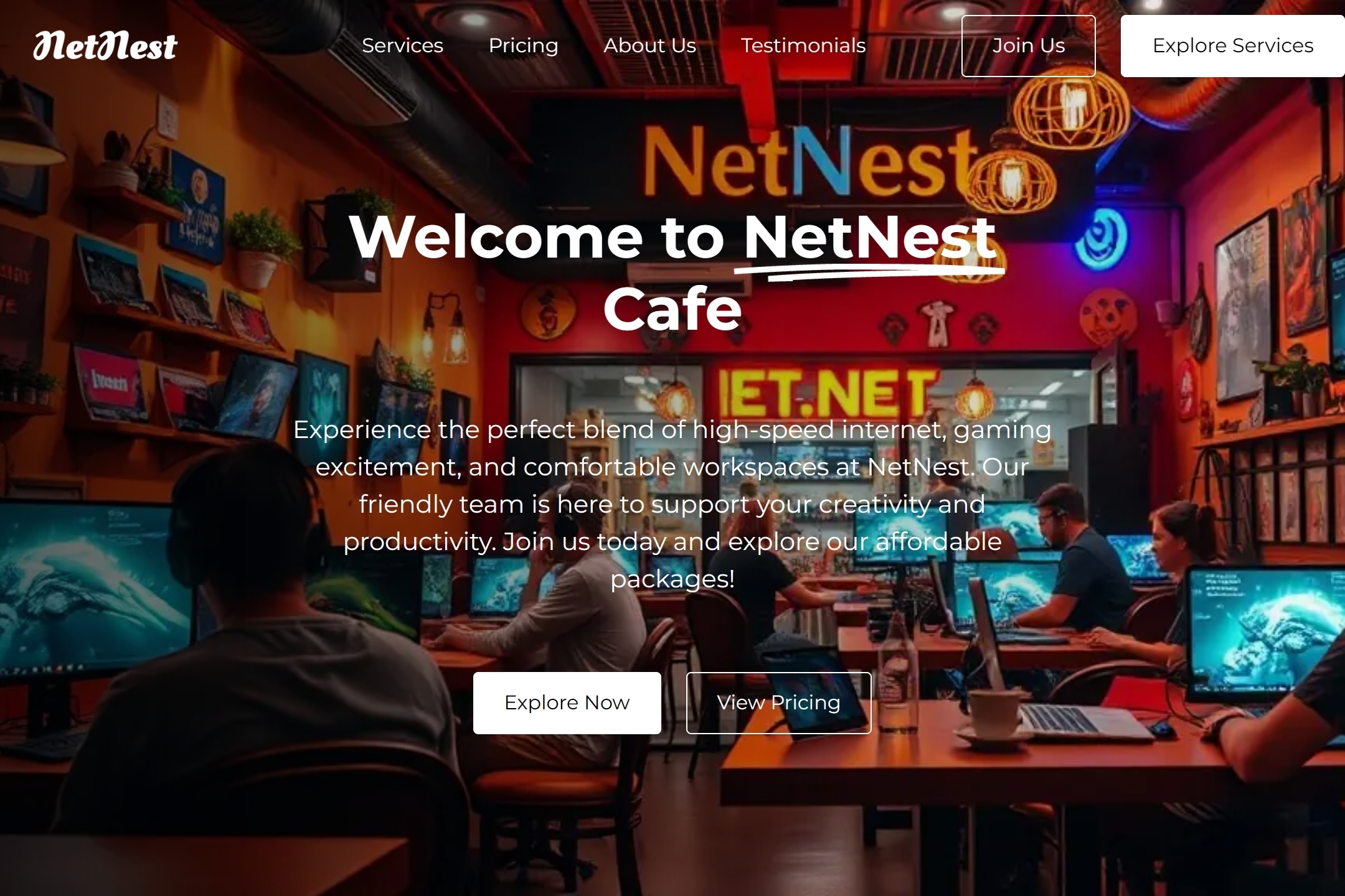Internet cafe website template