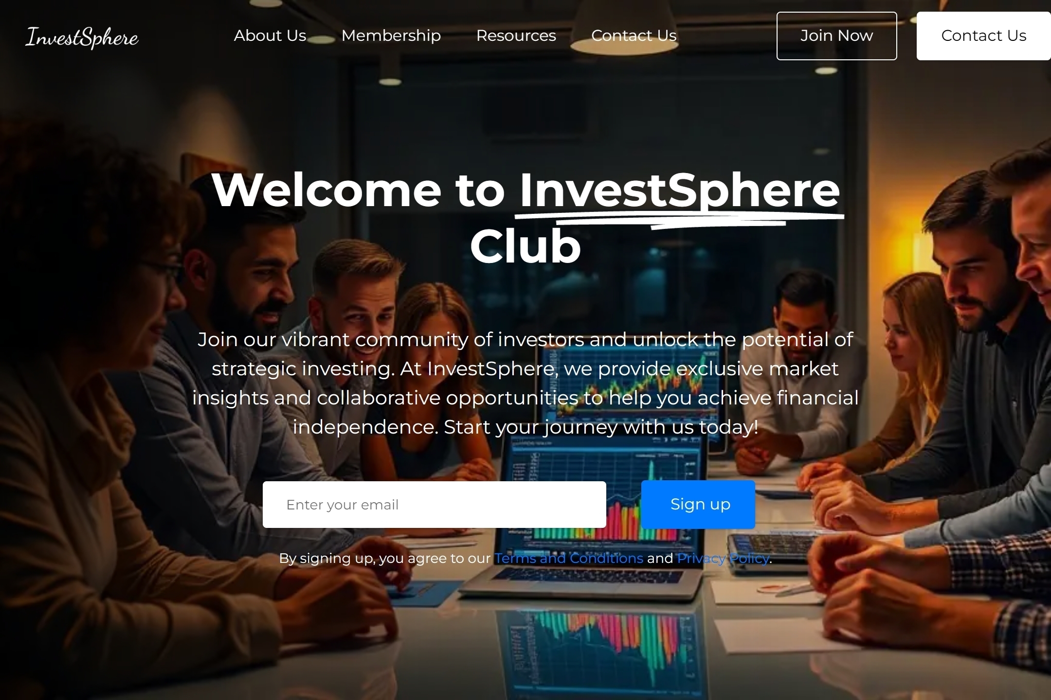 Investment club website template