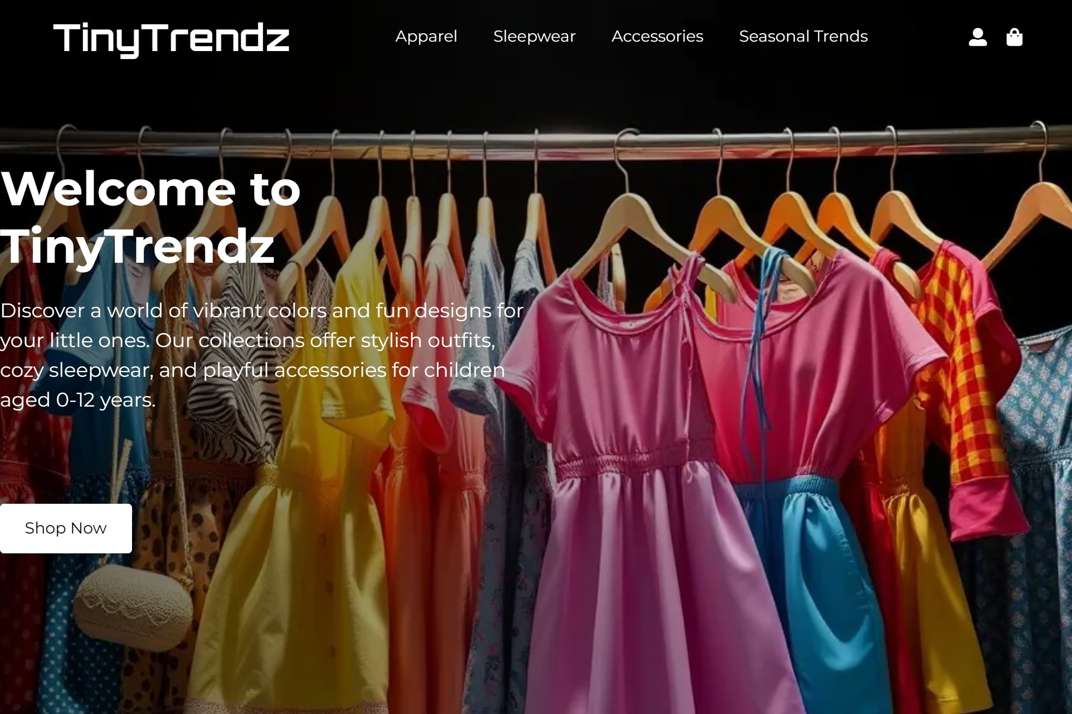 Kids apparel shop website template