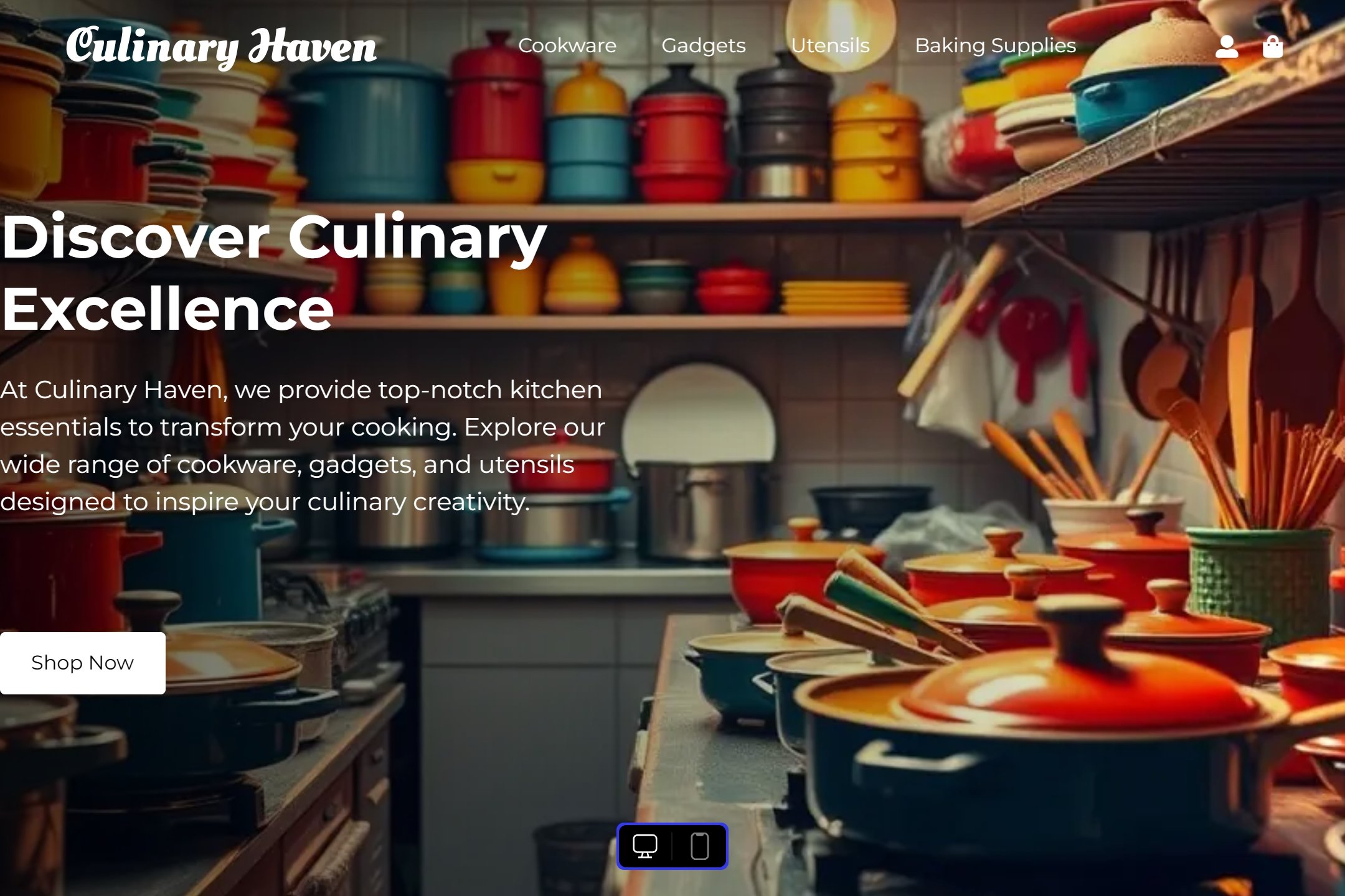 Kitchen supply store website template