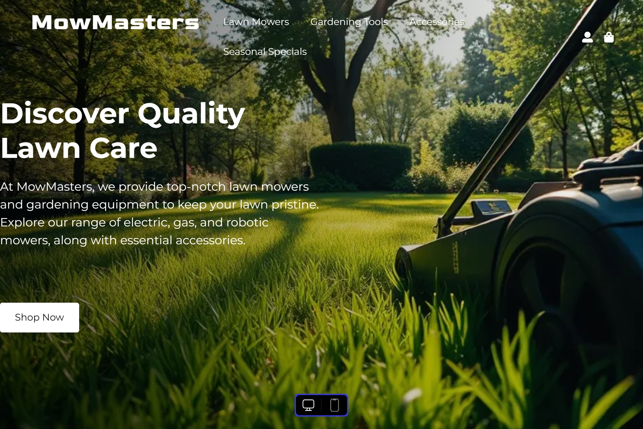 Lawn mower store website template