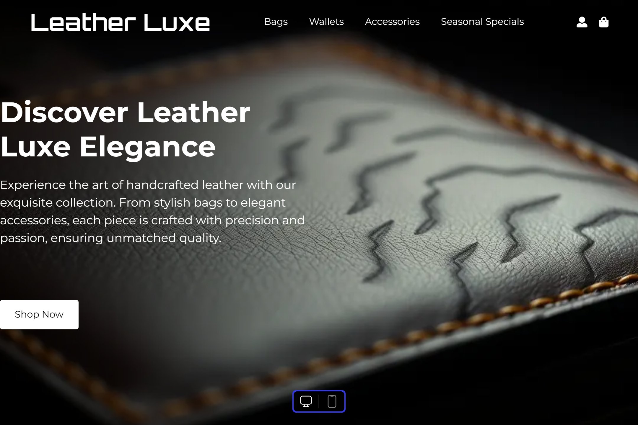 Leather goods store website template