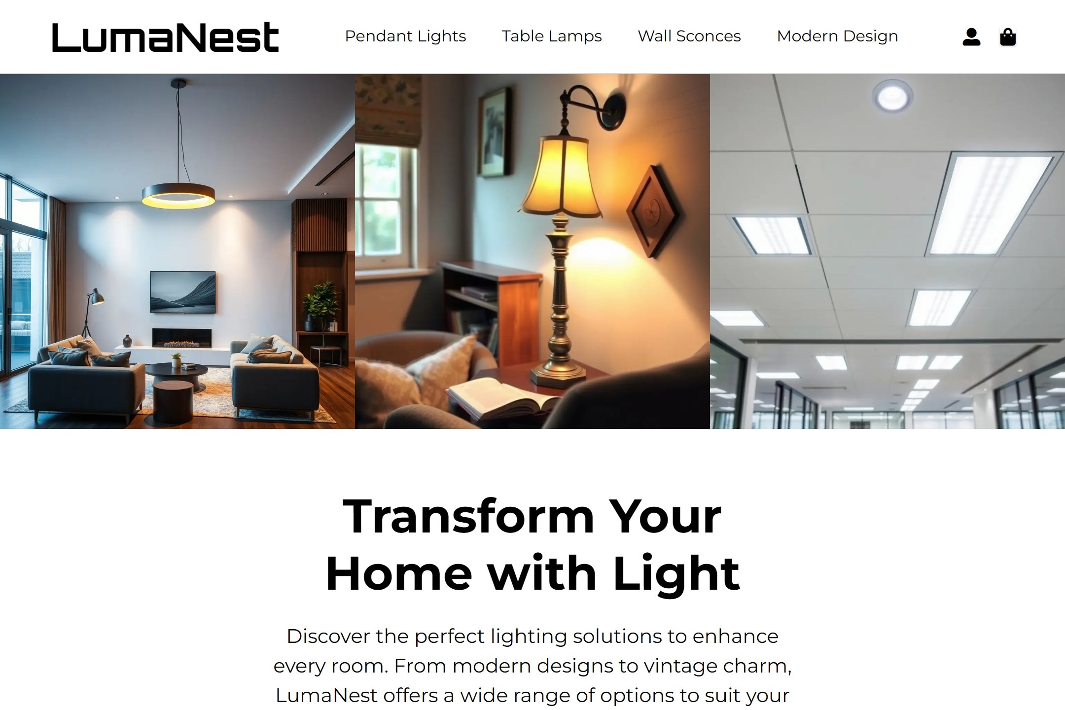 Lighting store website template