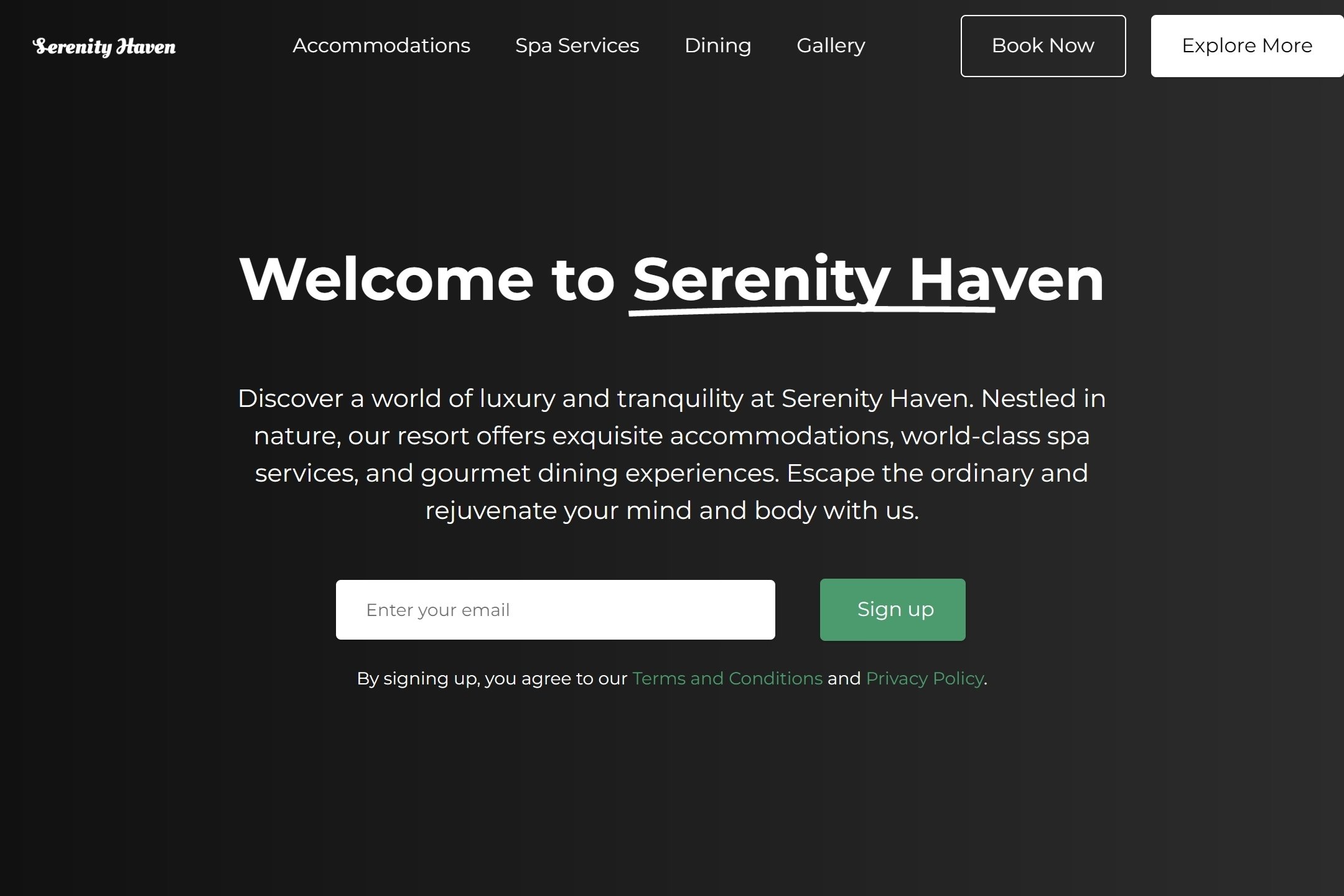 Luxury resort website template