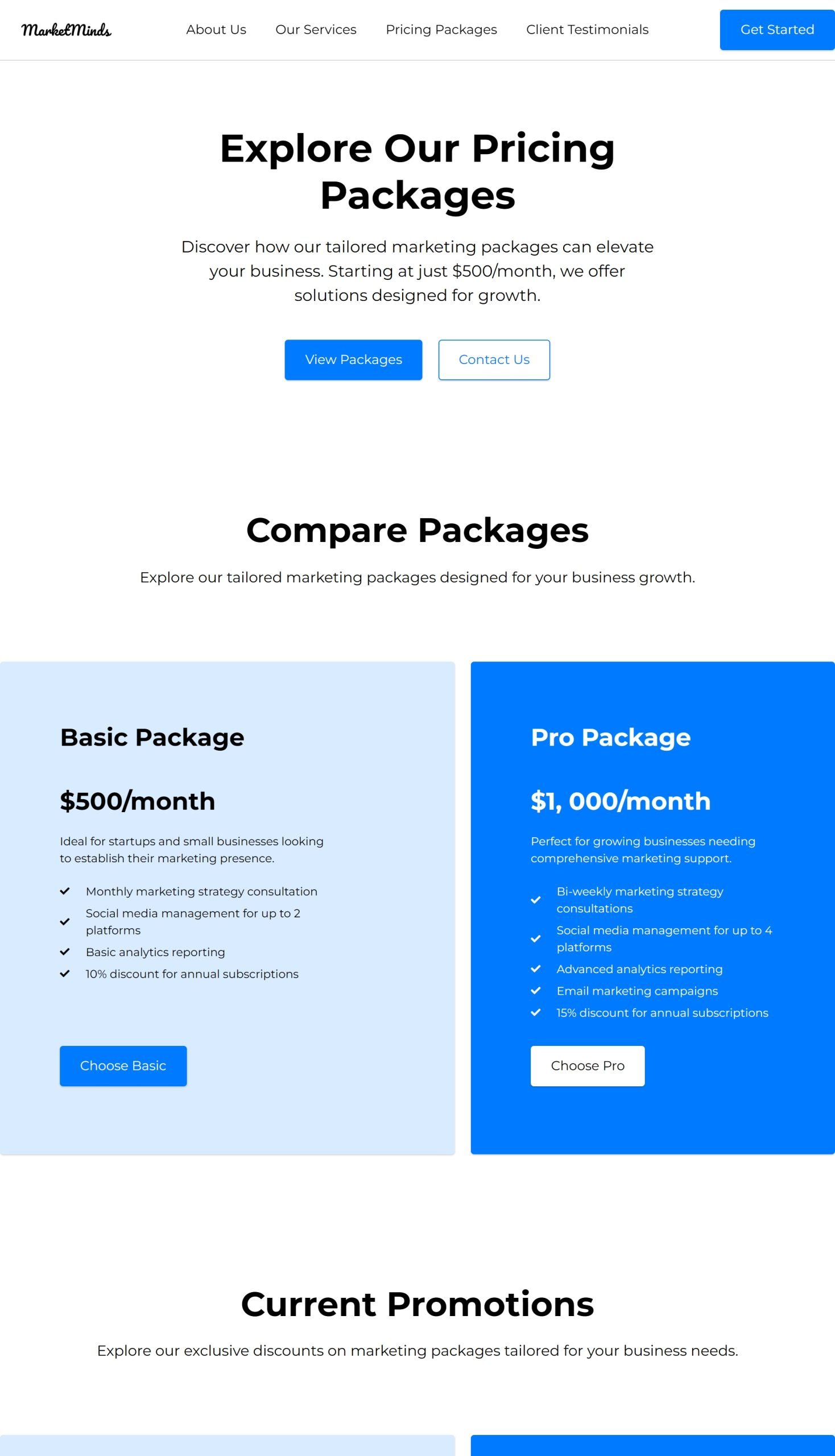 Pricing Packages