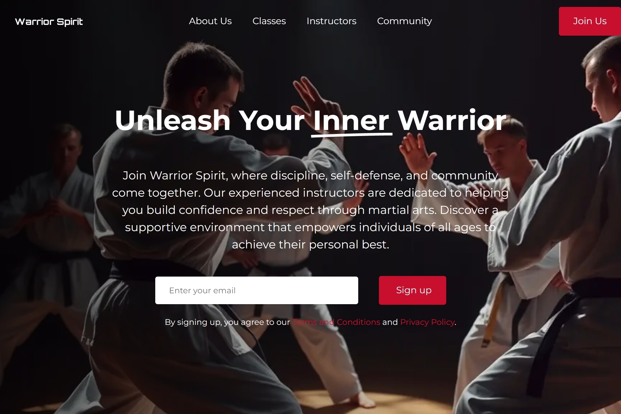 Martial arts team website template