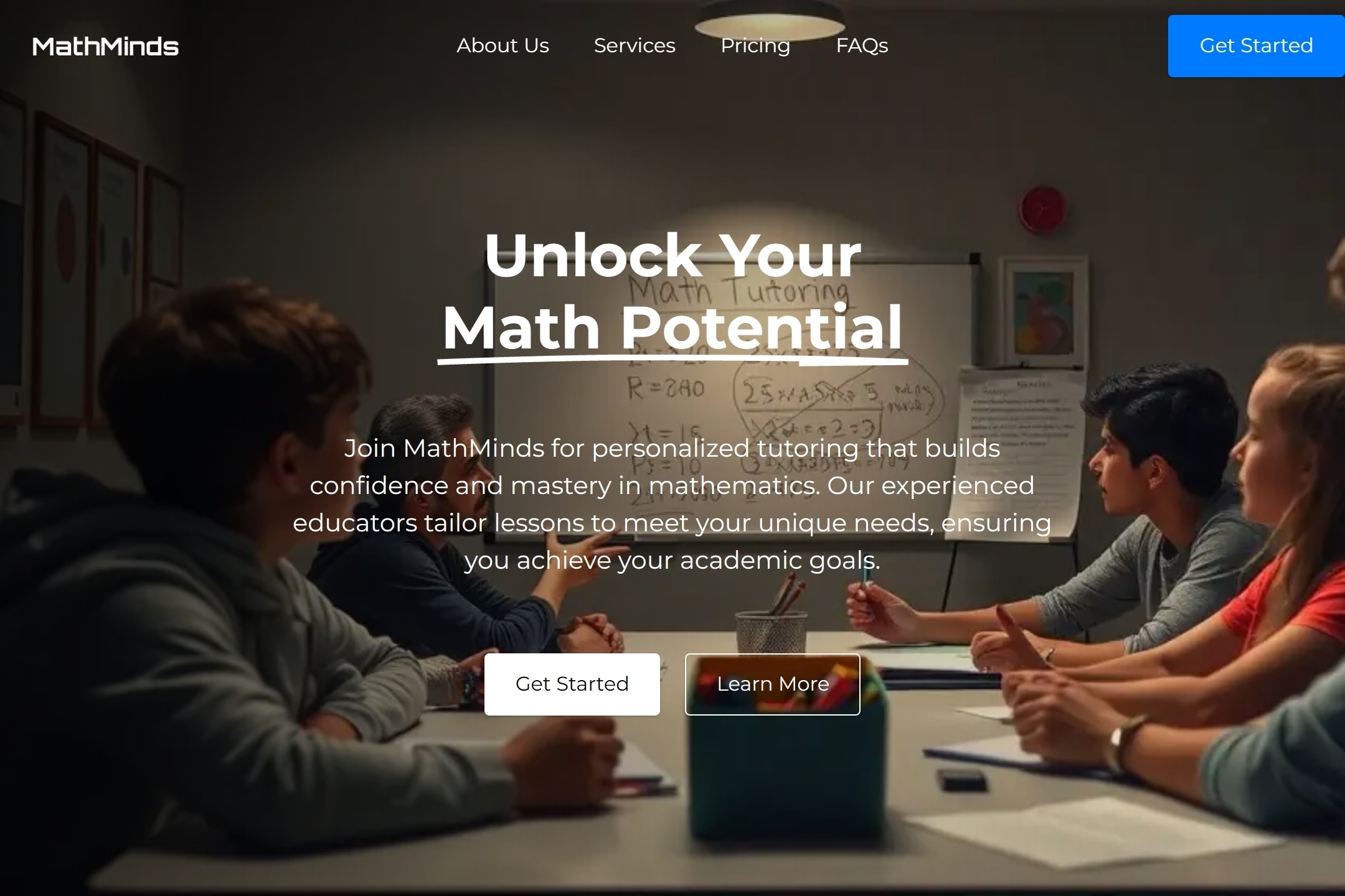 Math tutor website template
