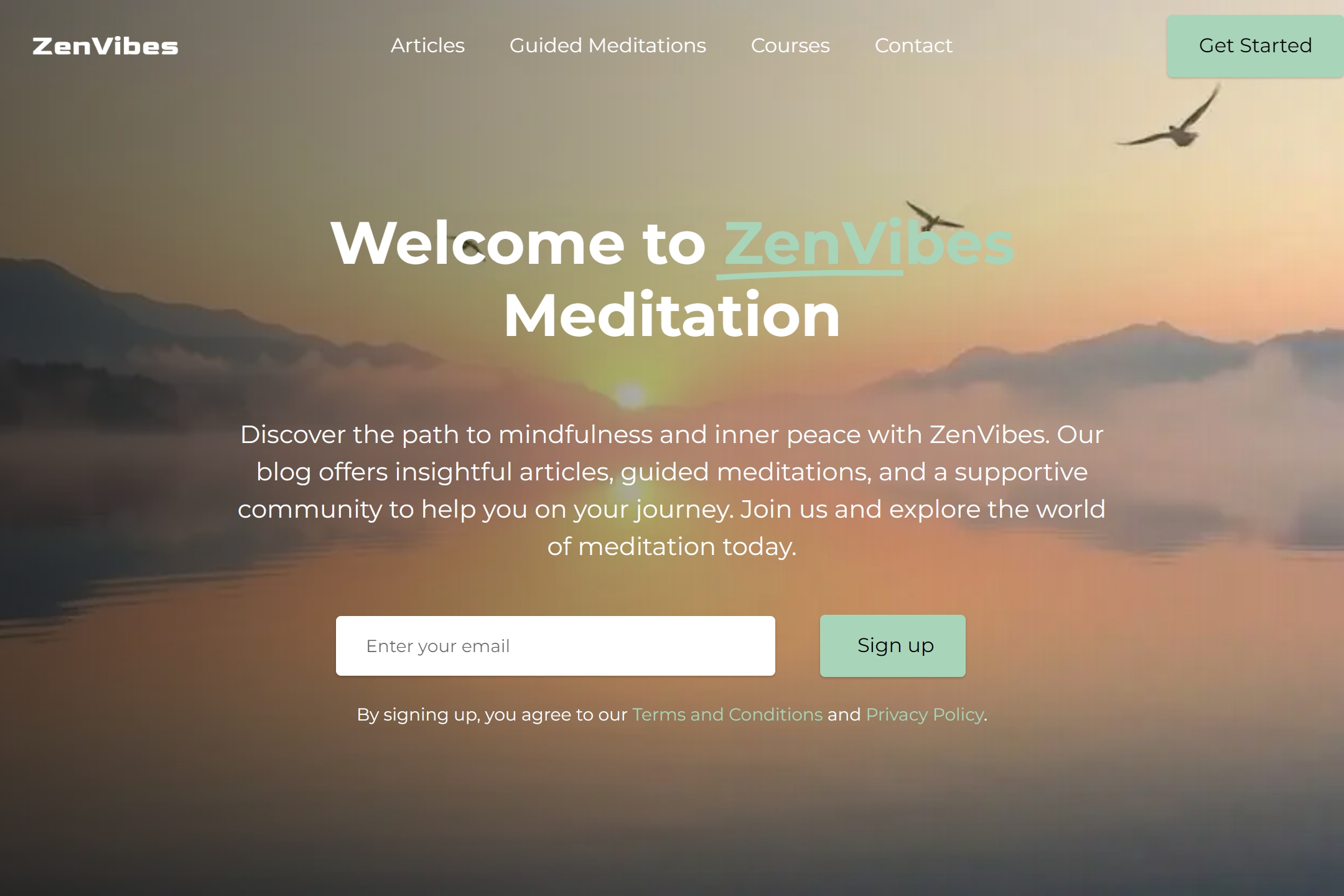 Meditation blog website template