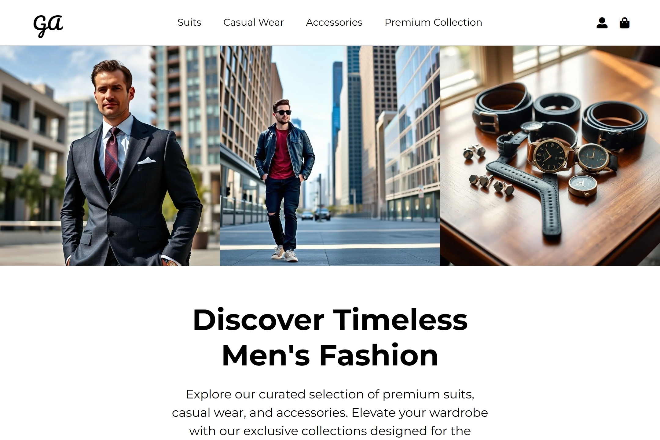 Men’s clothing retailer website template