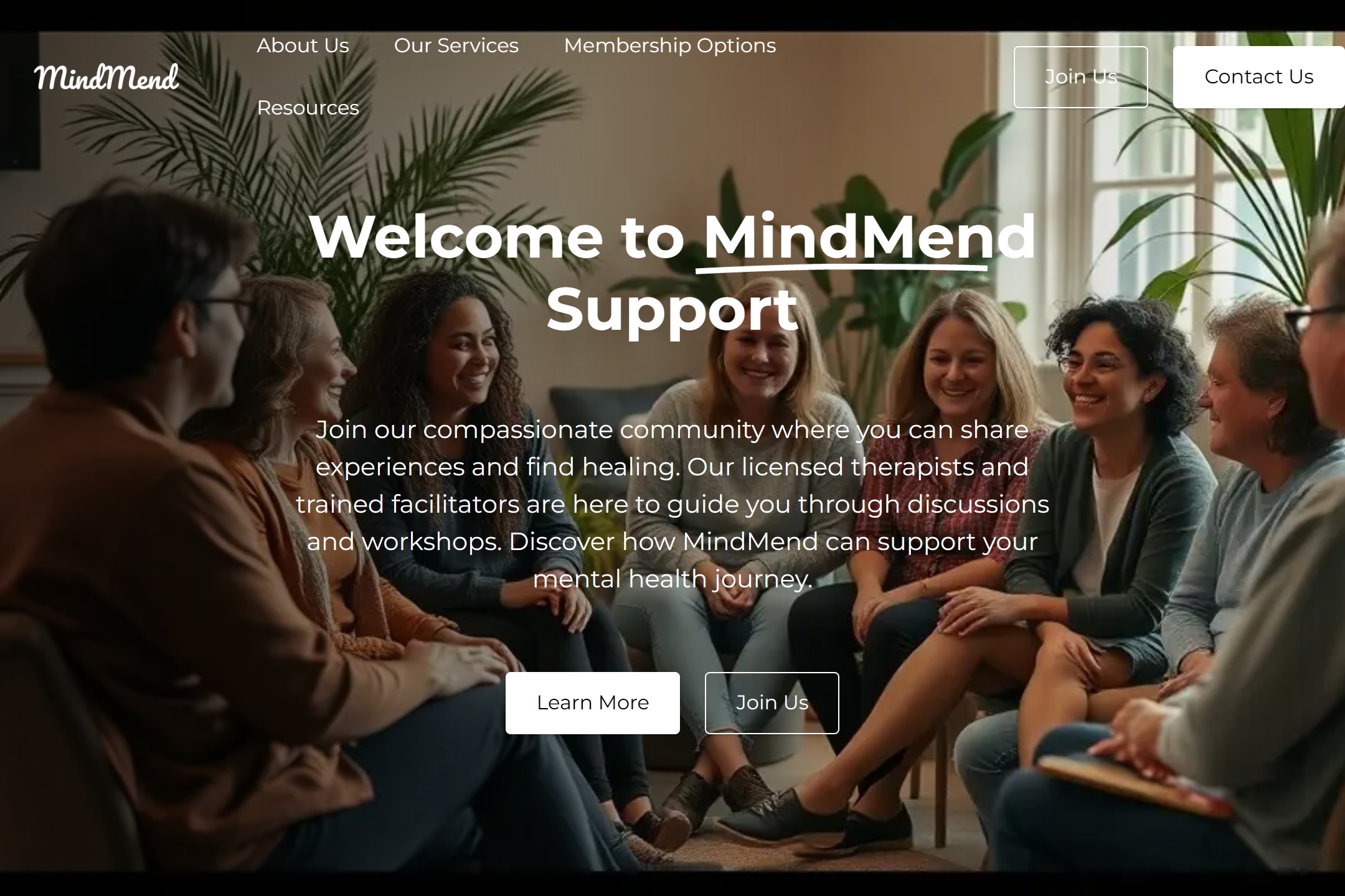Mental health support group website template