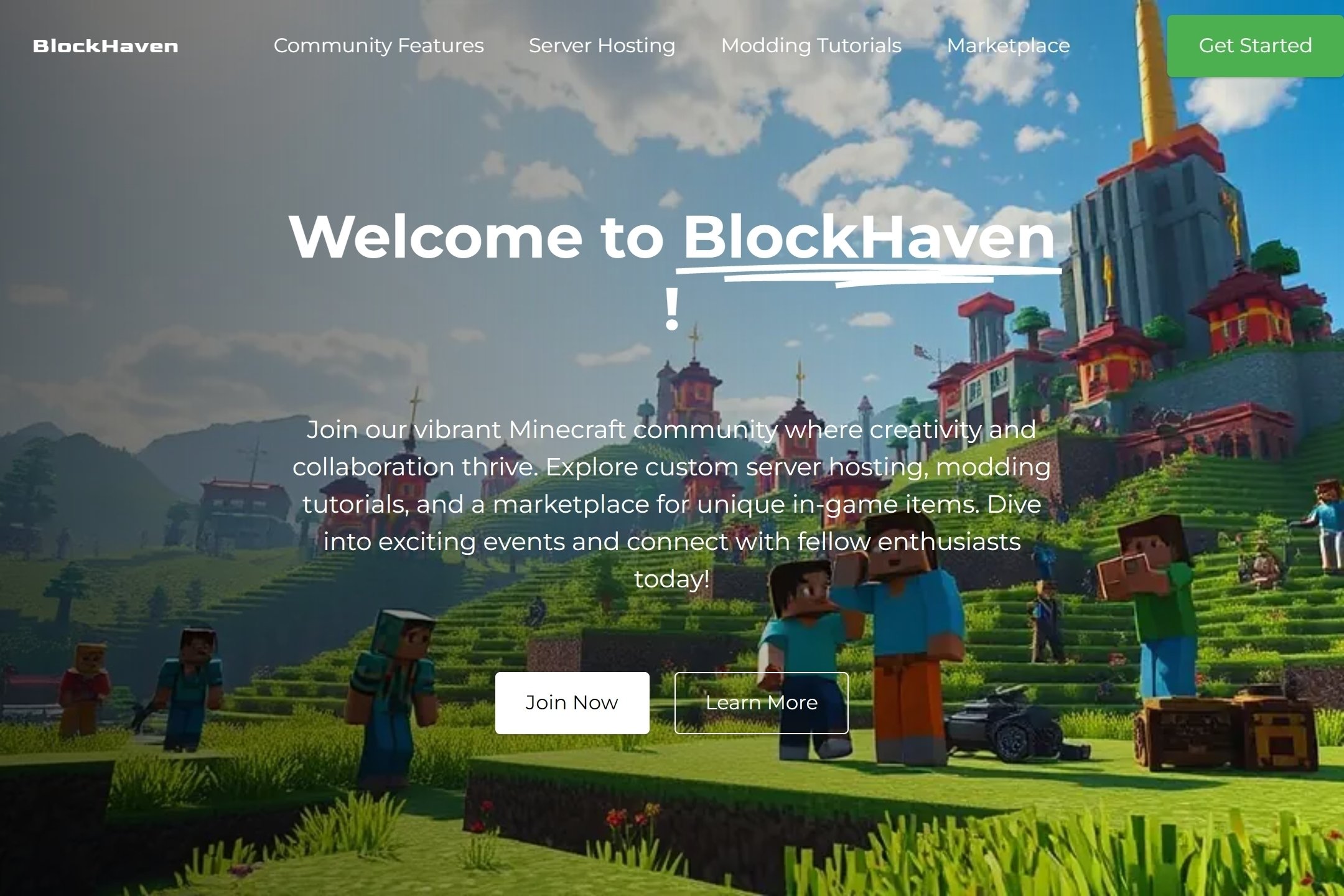 Minecraft site website template