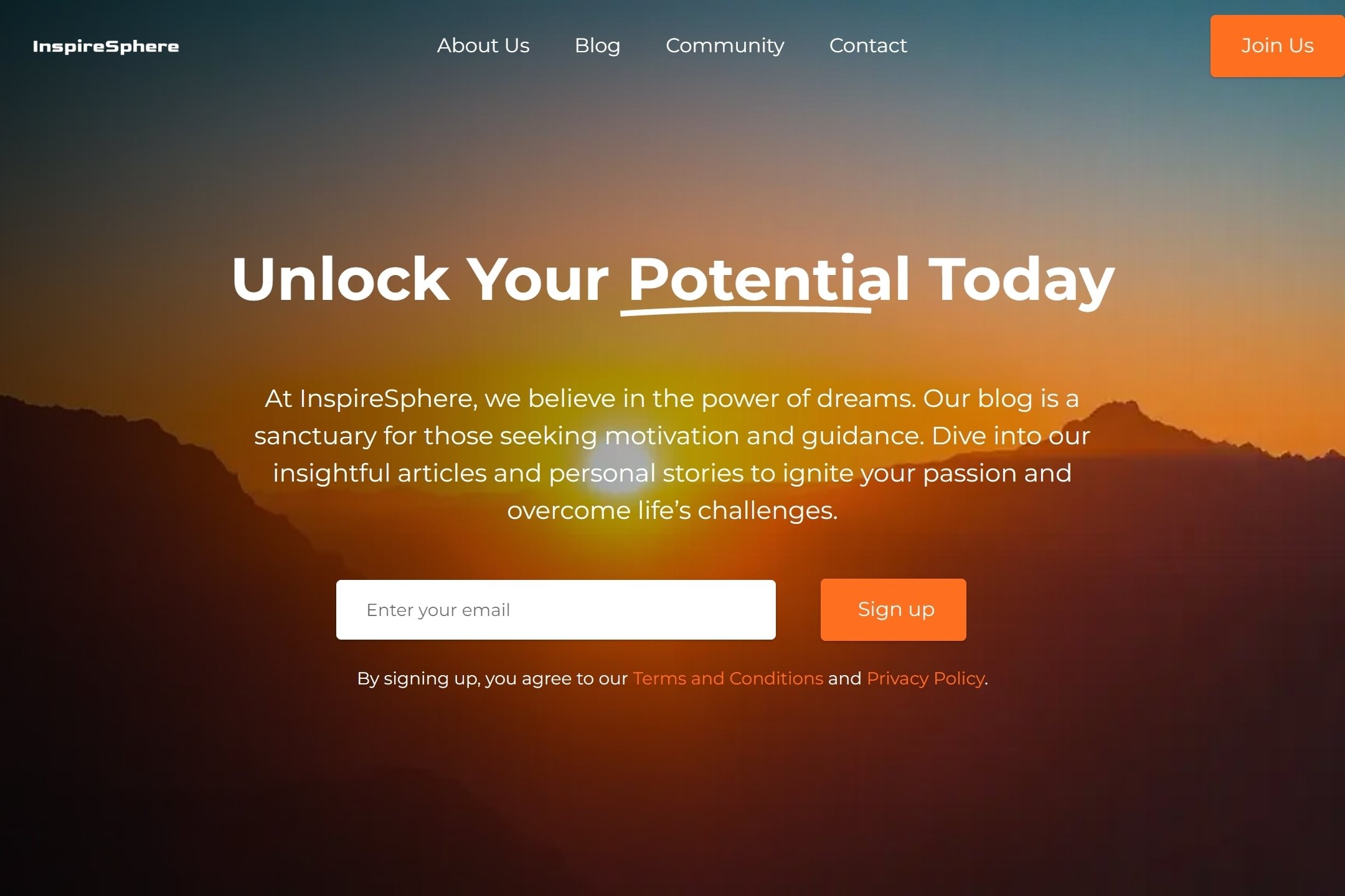 Motivational blog website template