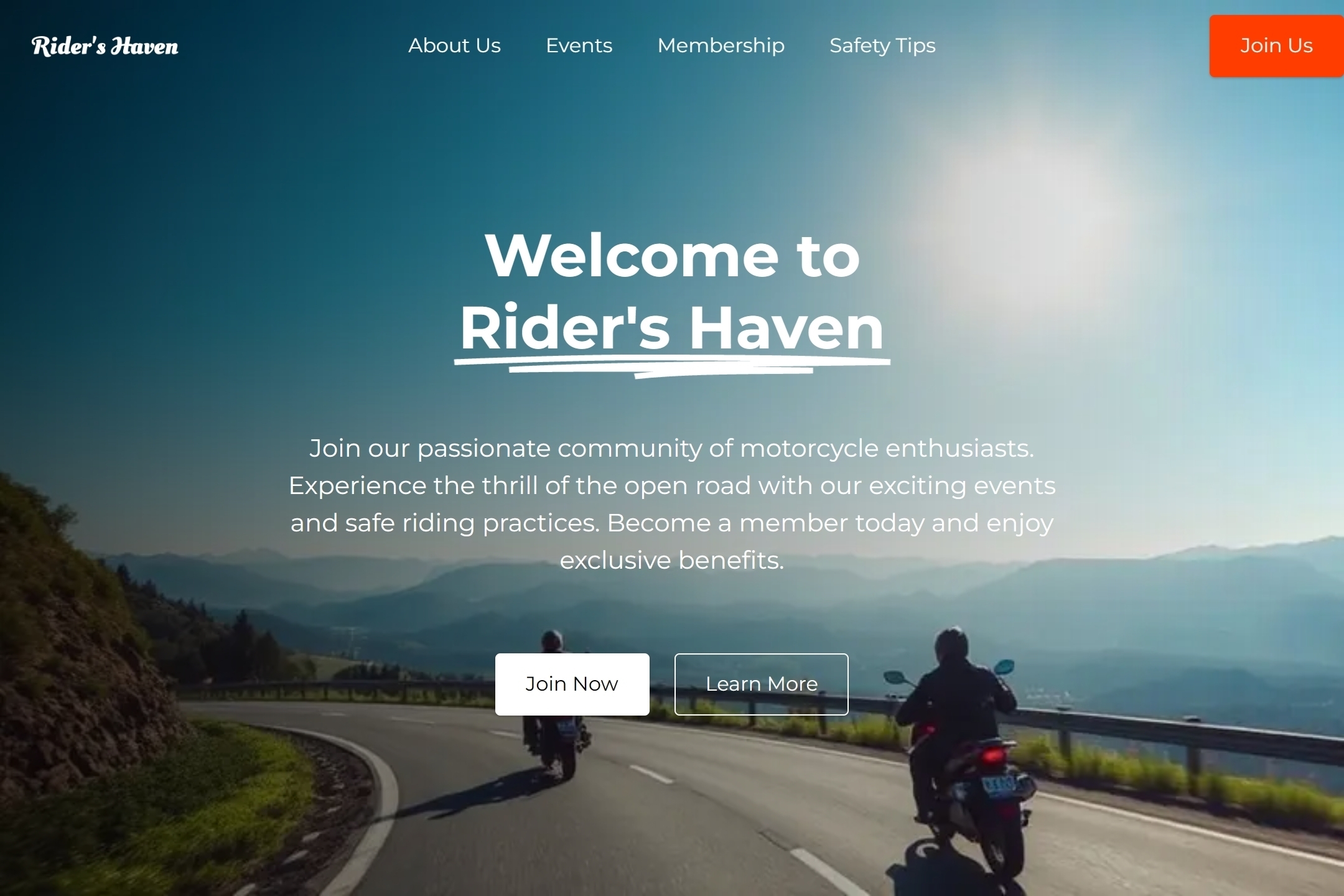 Motorcycle club website template