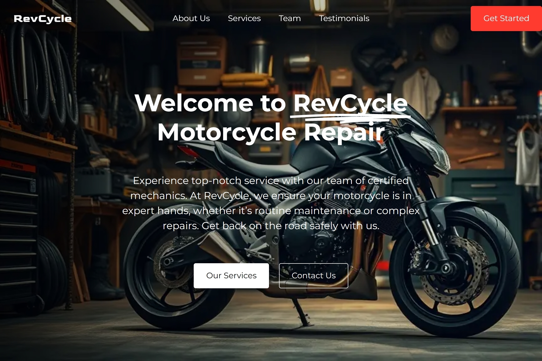 Motorcycle repair shop website template