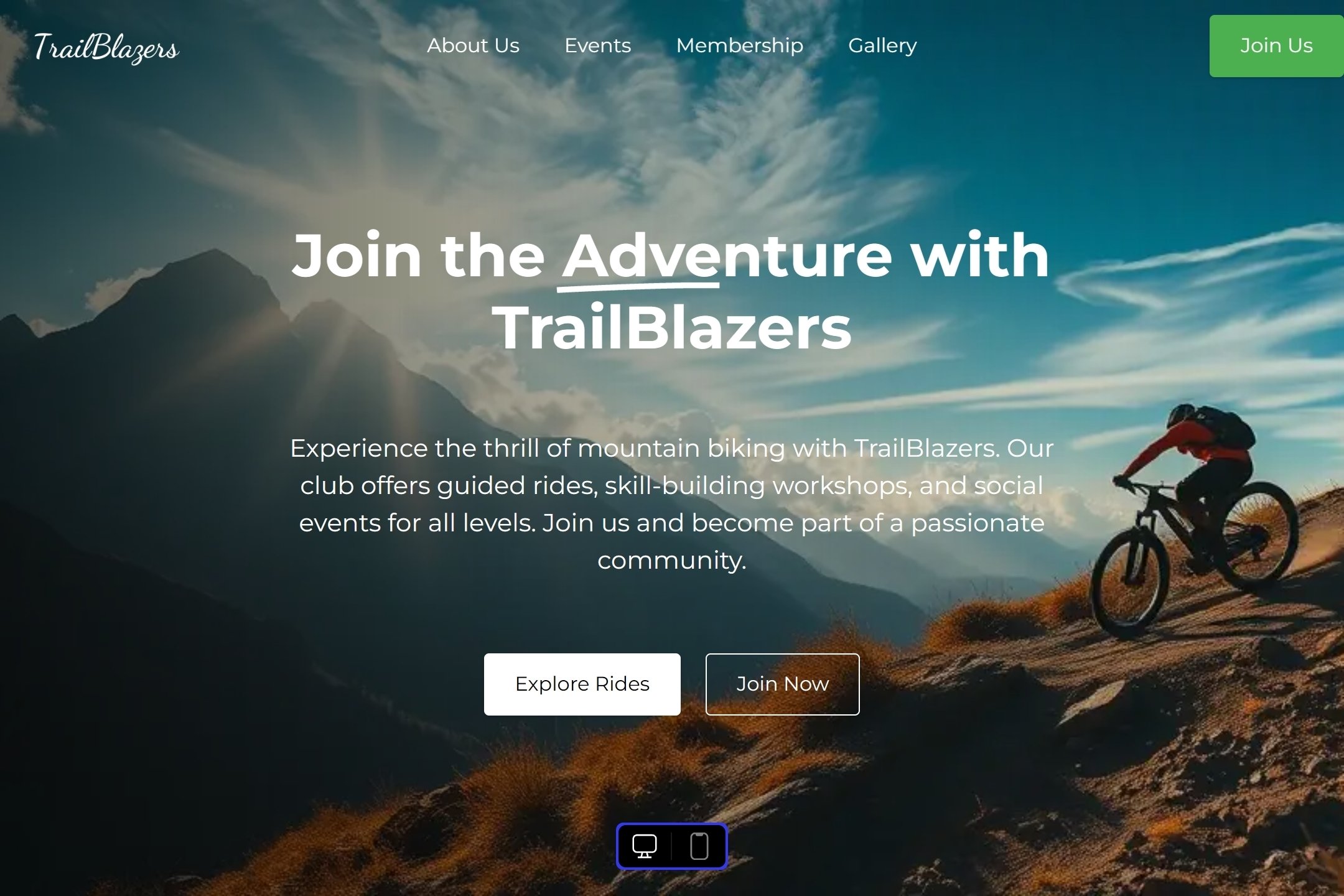 Mountain bike club website template