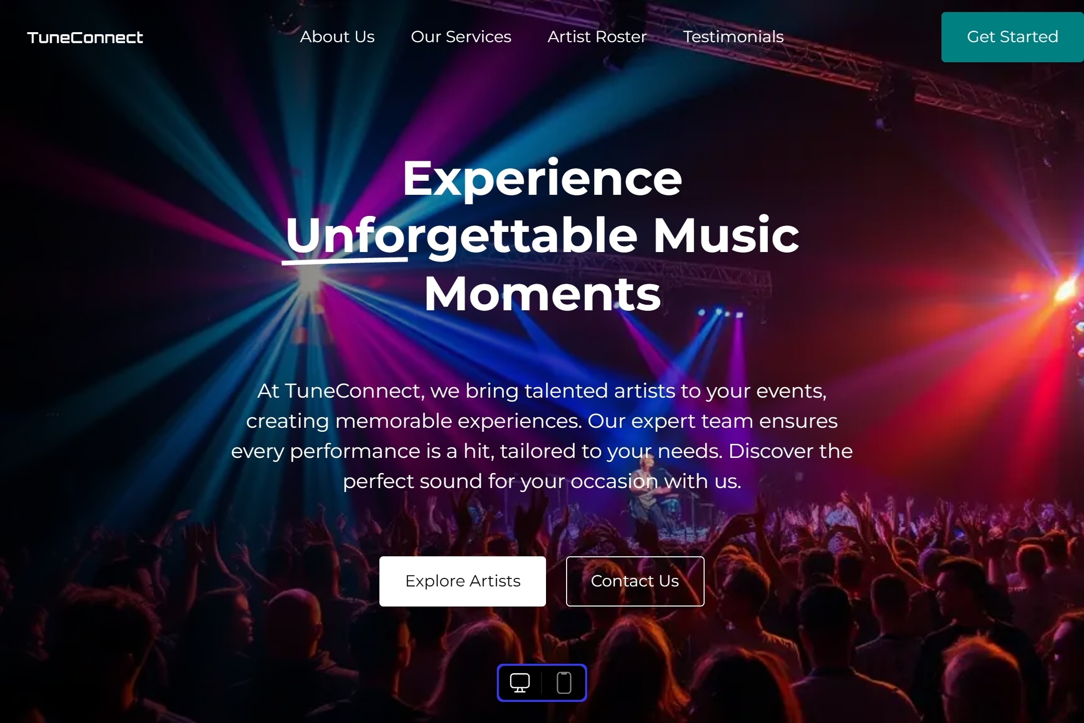 Music booking agent website template