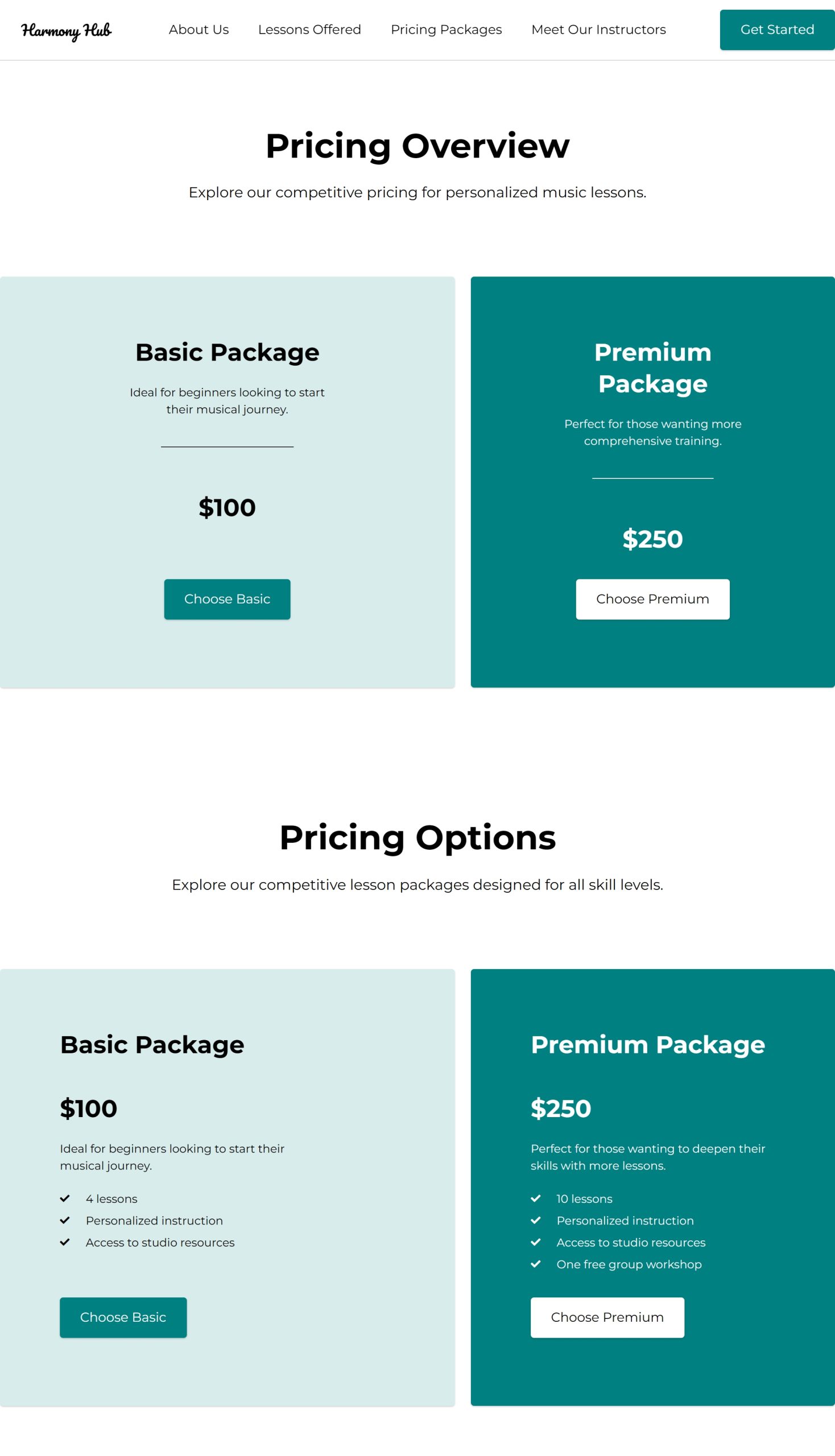 Pricing Packages