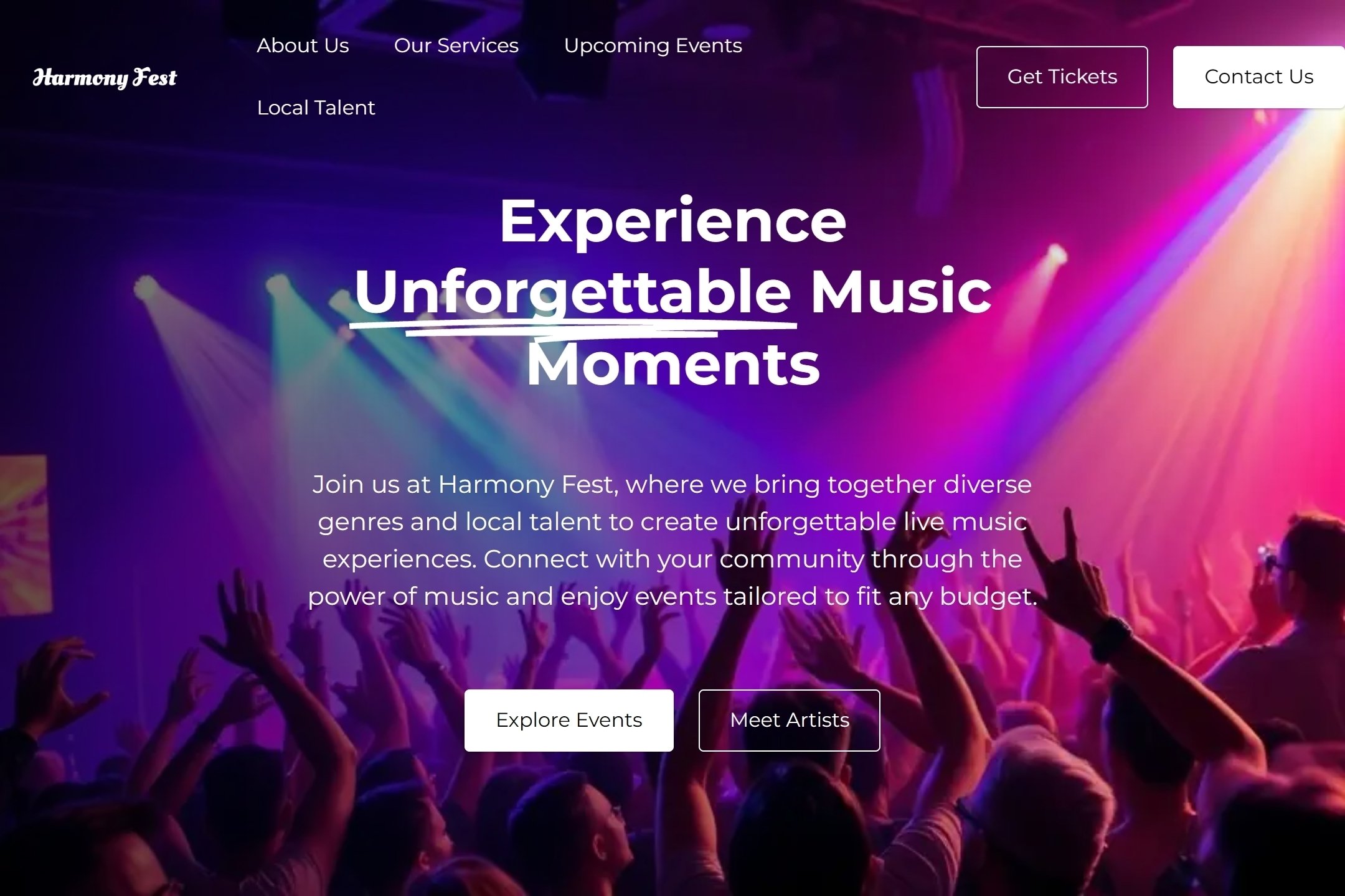 Music event website template