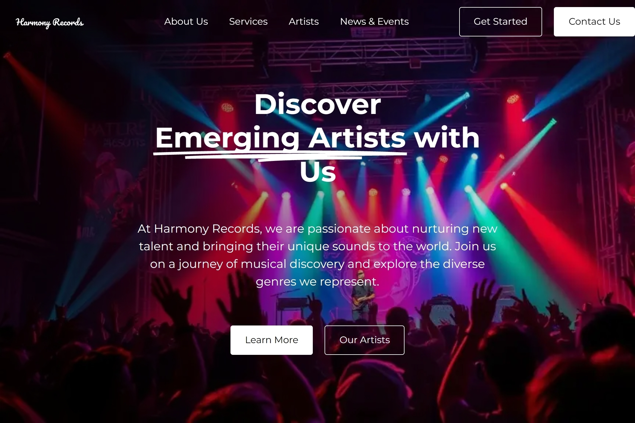 Music label website template