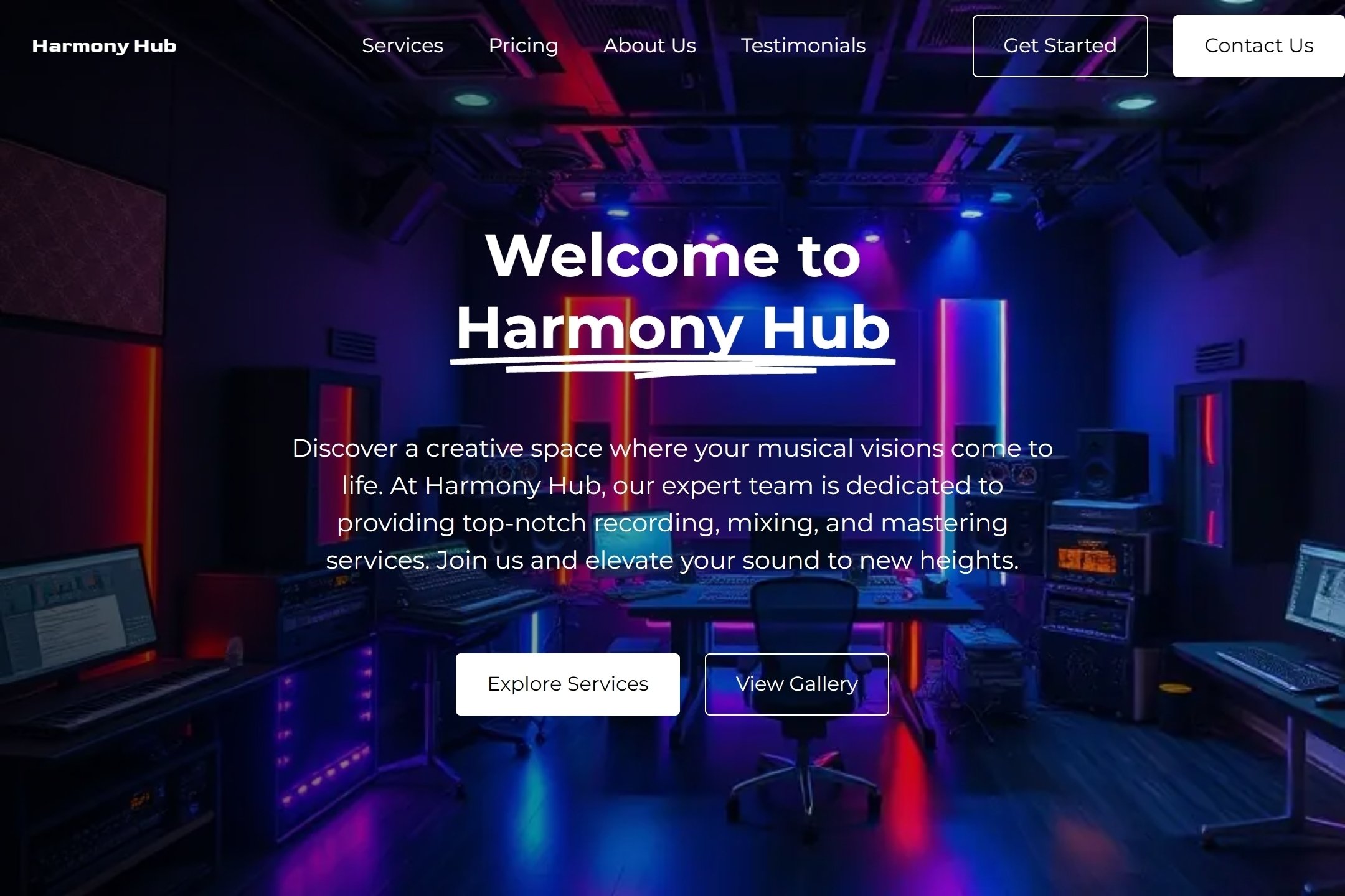 Music studio website template
