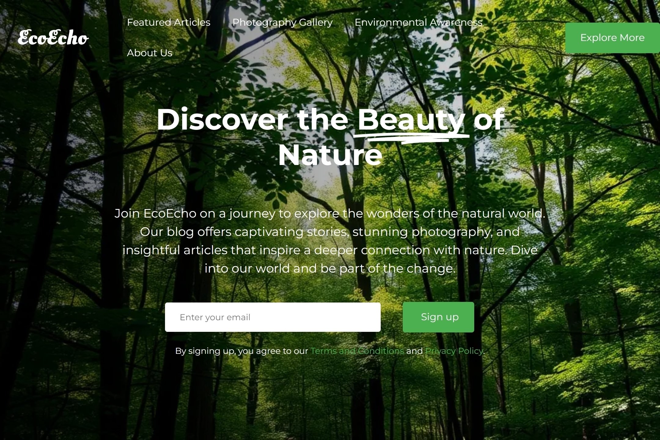 Nature blog website template