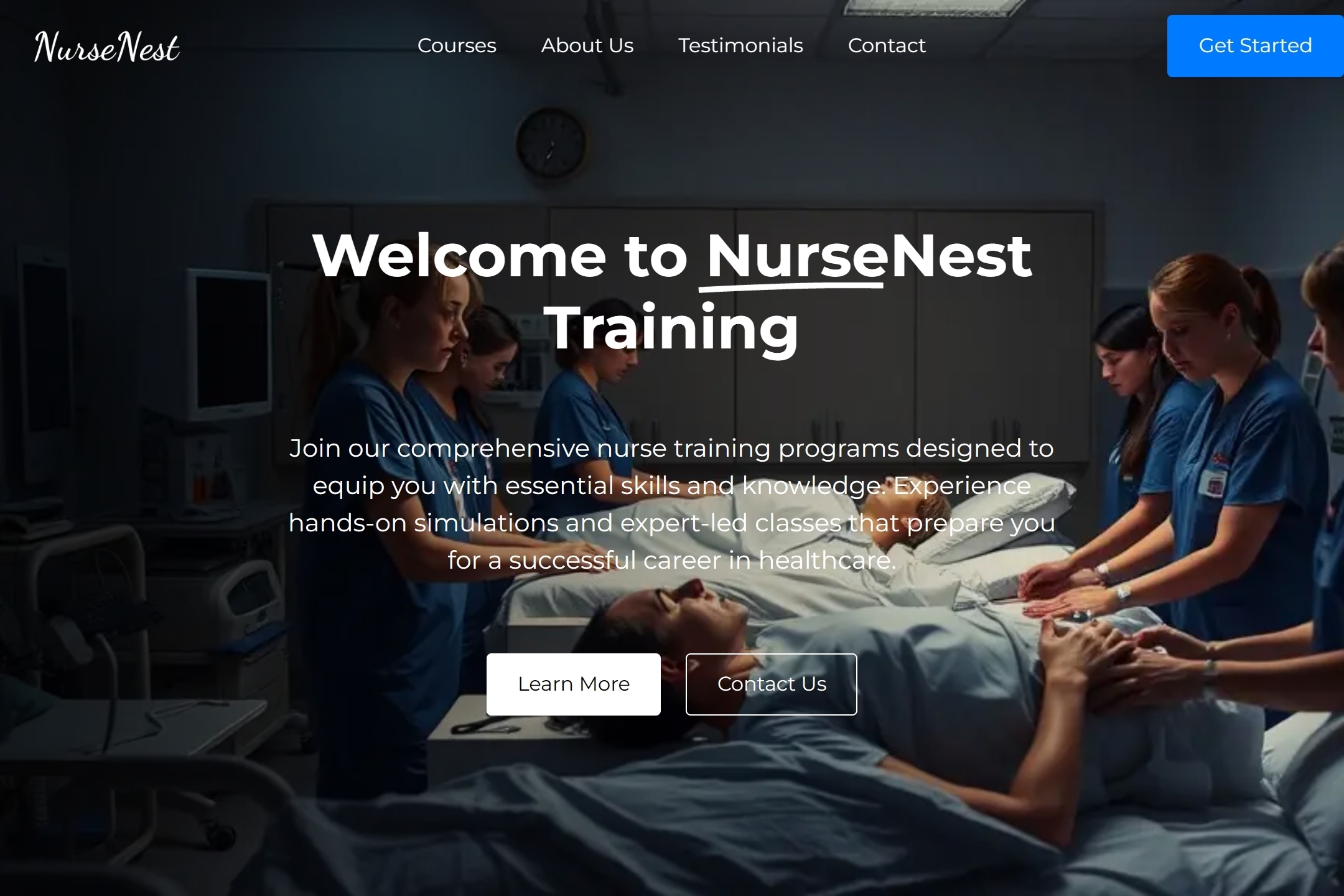 Nurse training course website template