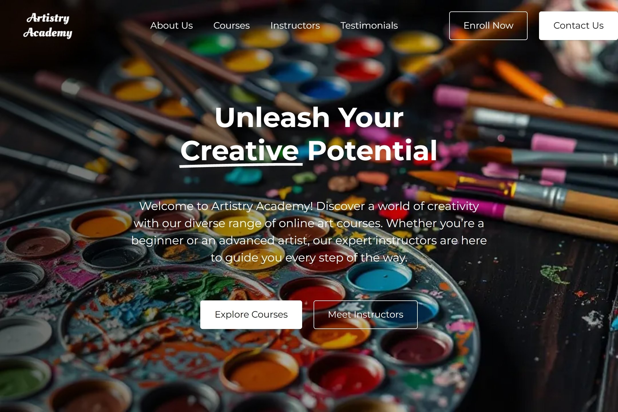 Online art course website template