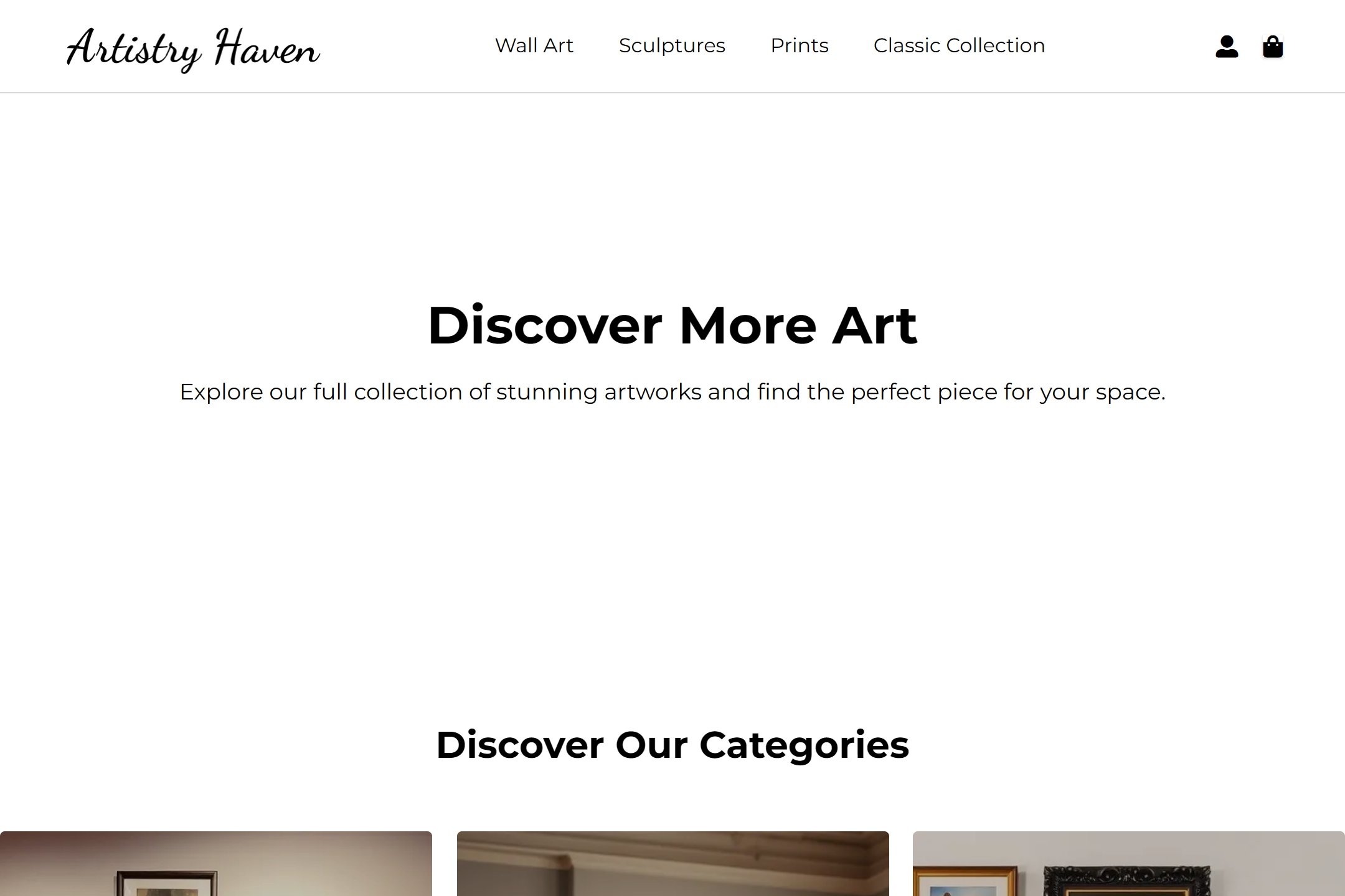 Online art retailer website template