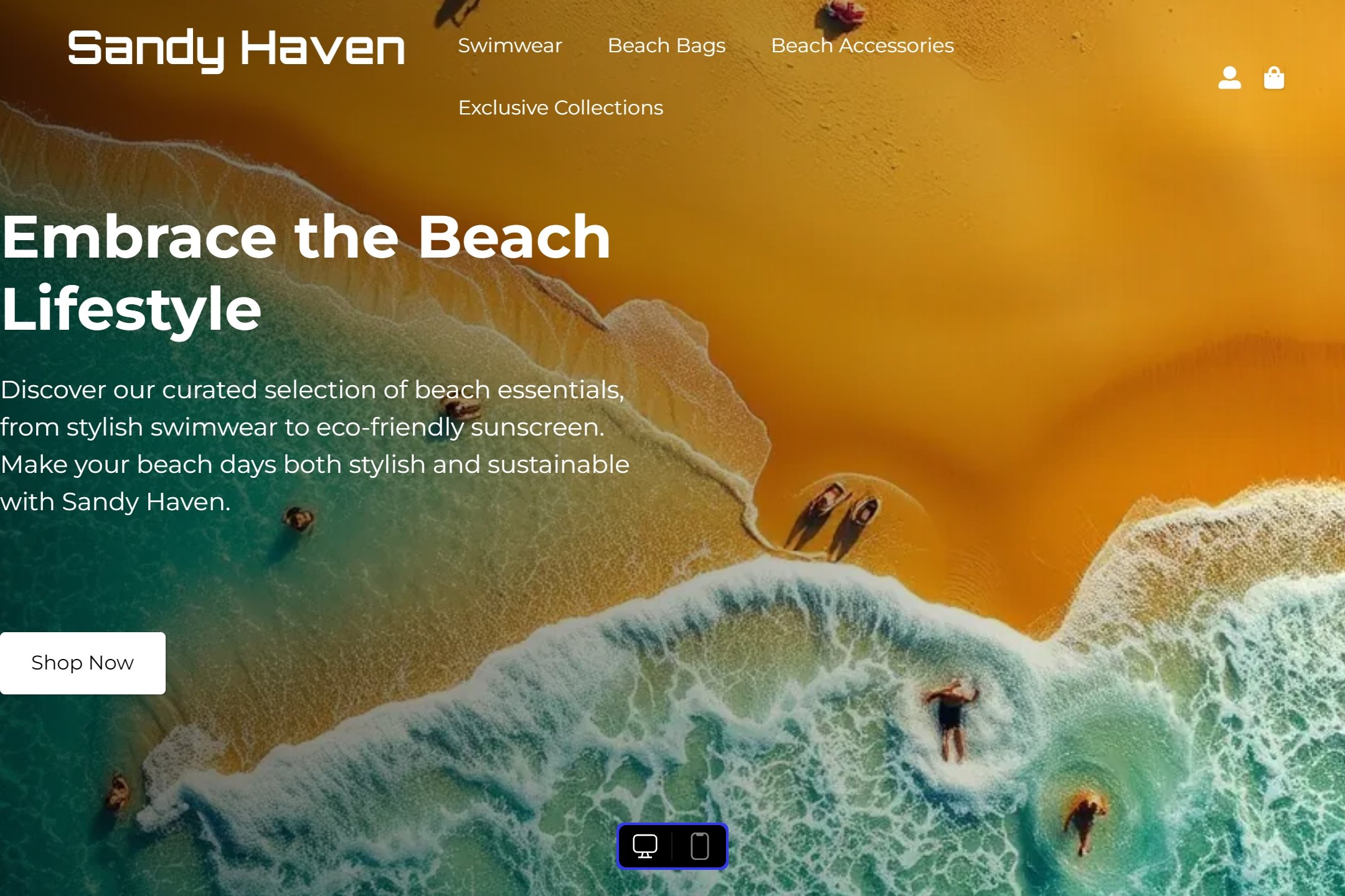 Online beach store website template