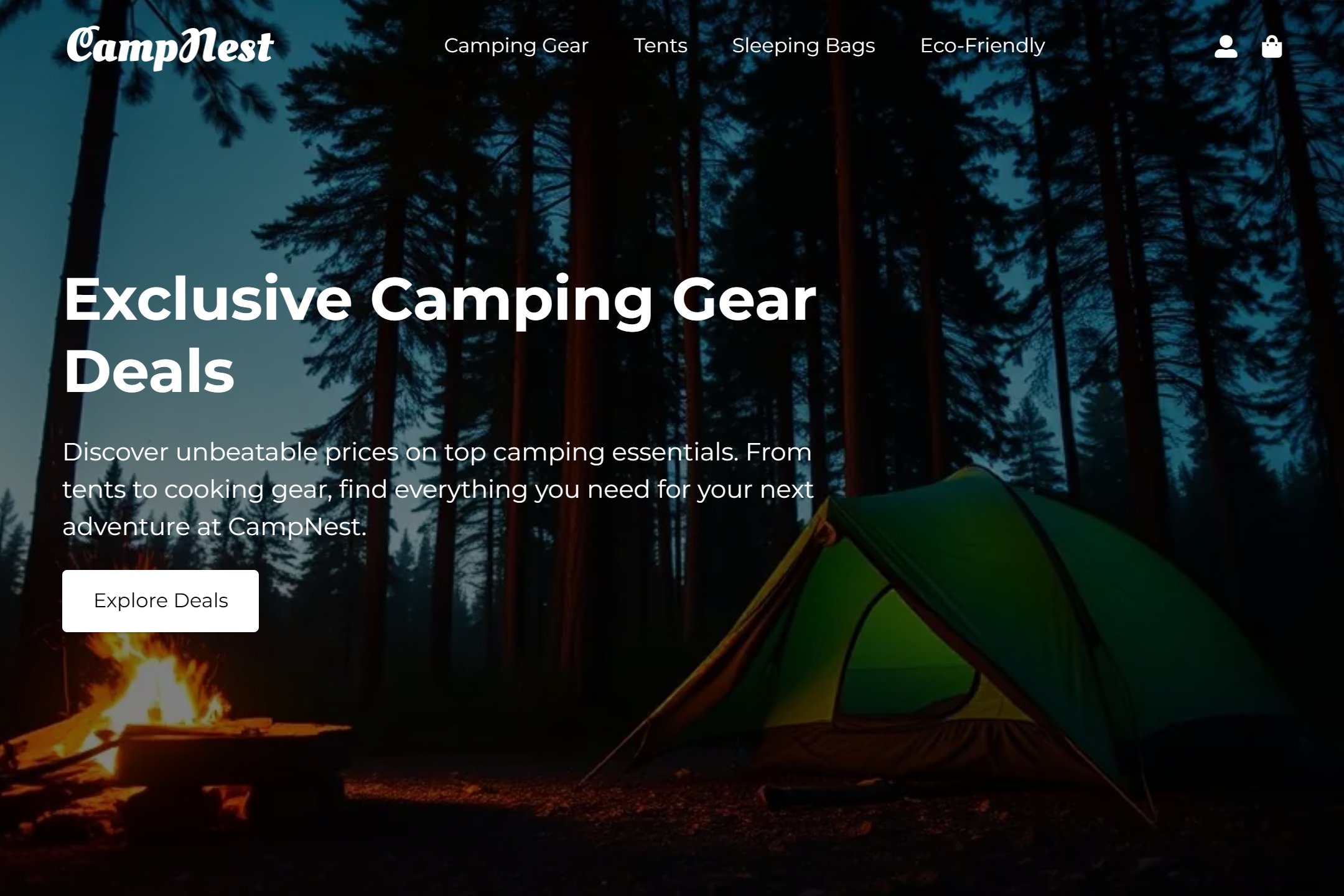Online camping store website template
