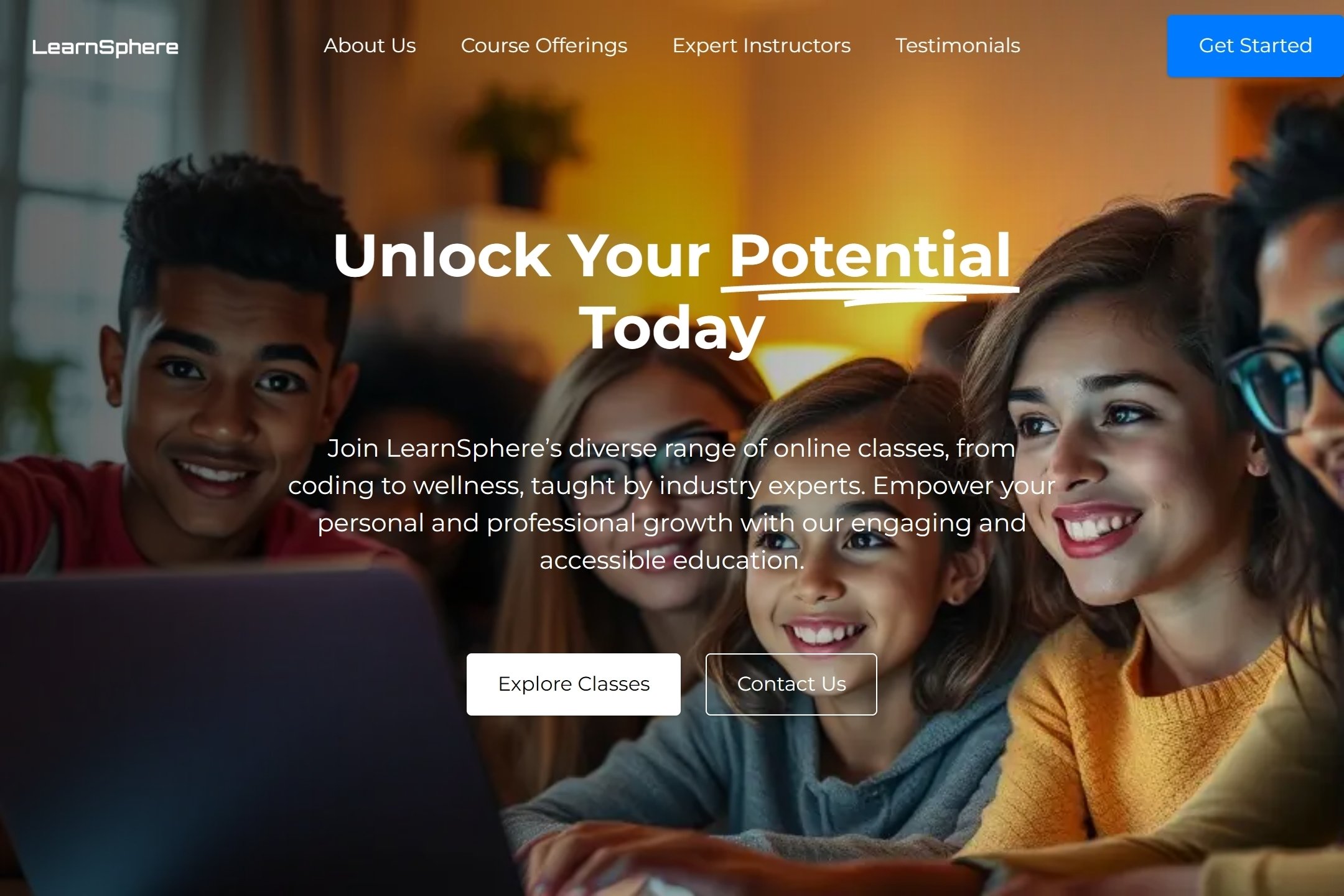 Online class website template