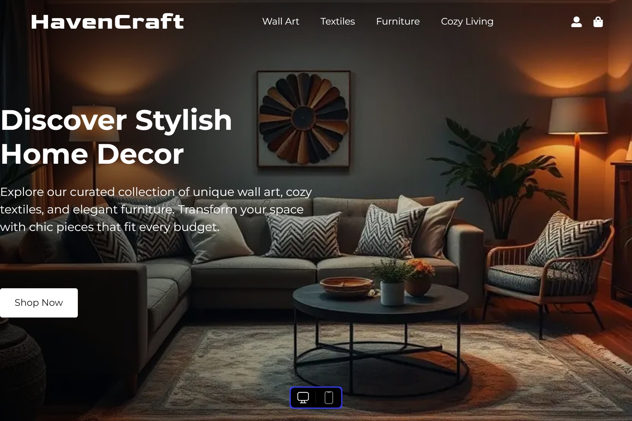 Online home decor store website template