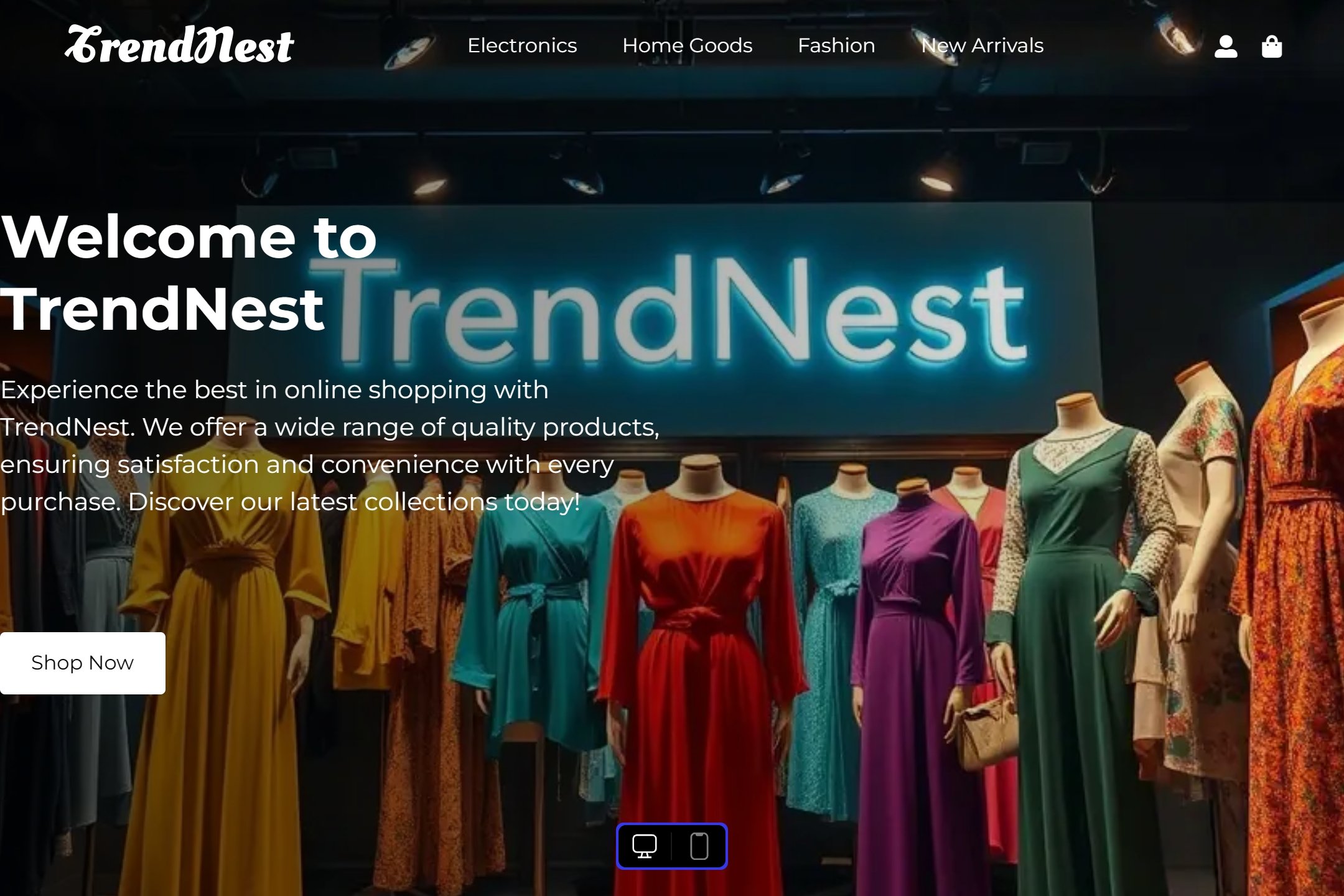 Online merchant website template