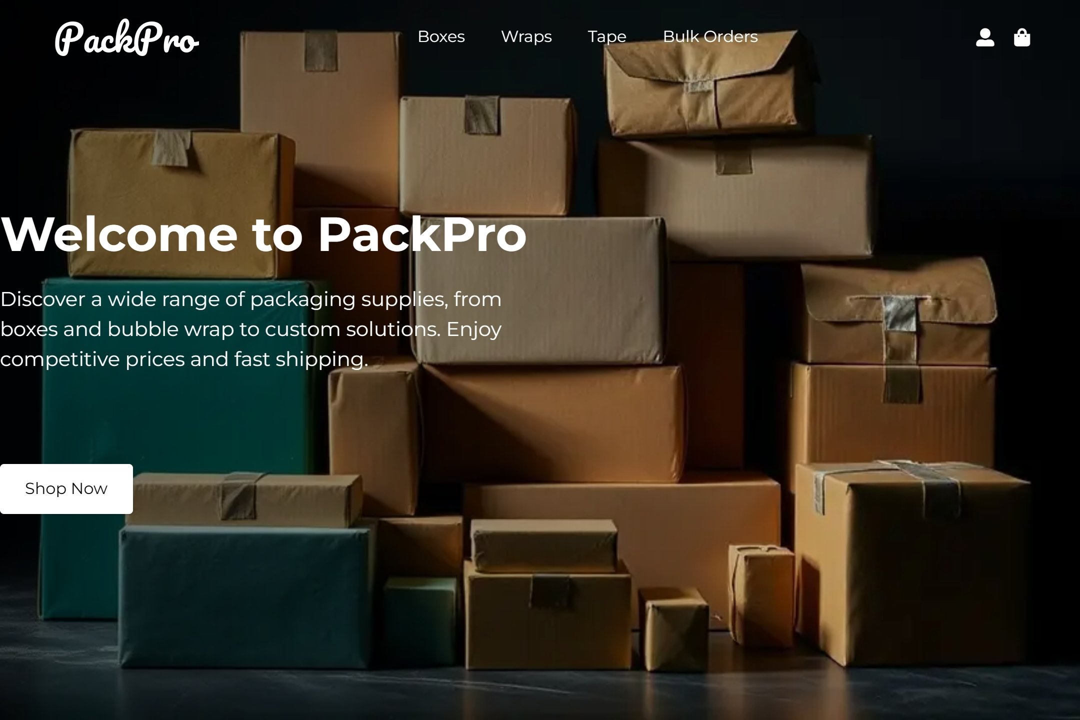 Online packaging supply store website template