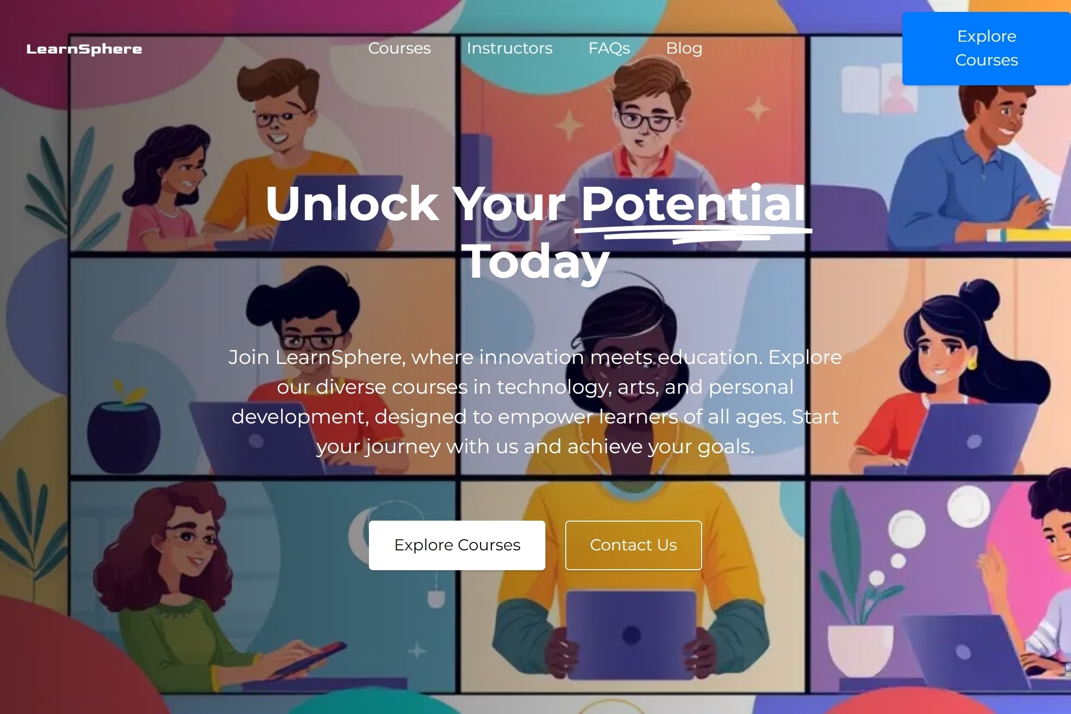 Online school course website template