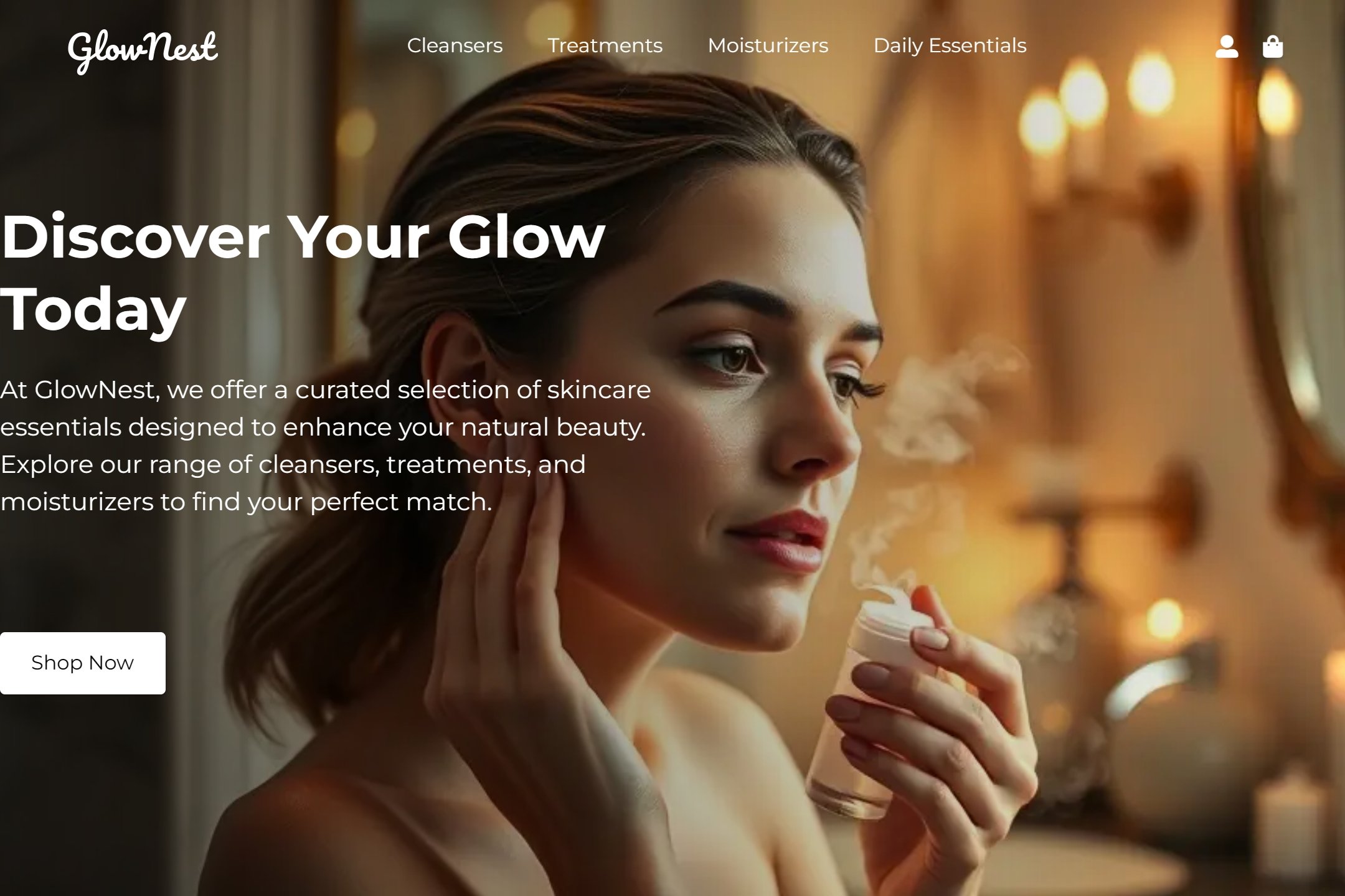 Online skin care shop website template